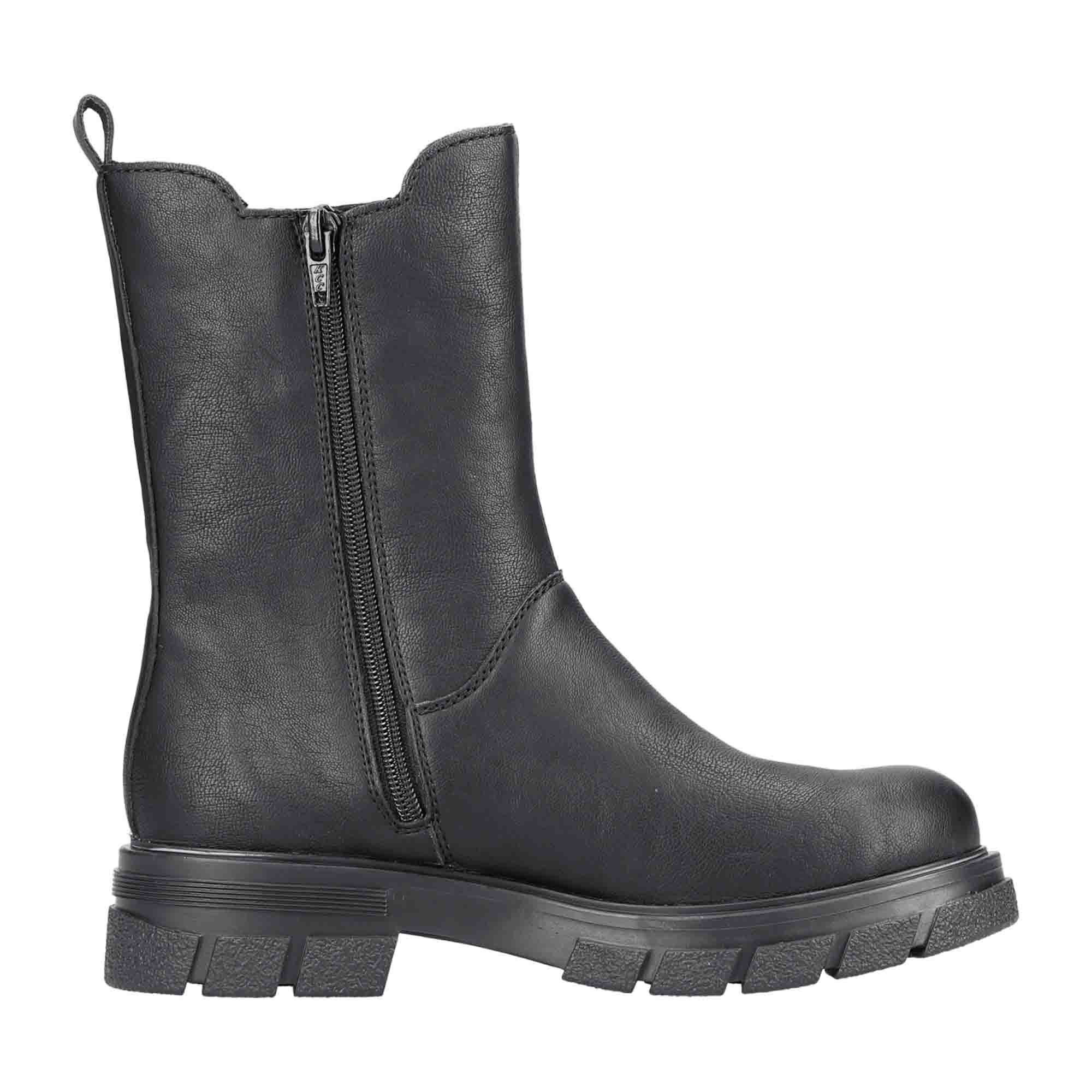 Rieker Women's Black Chelsea Boots with Warm Lining and Side Zipper