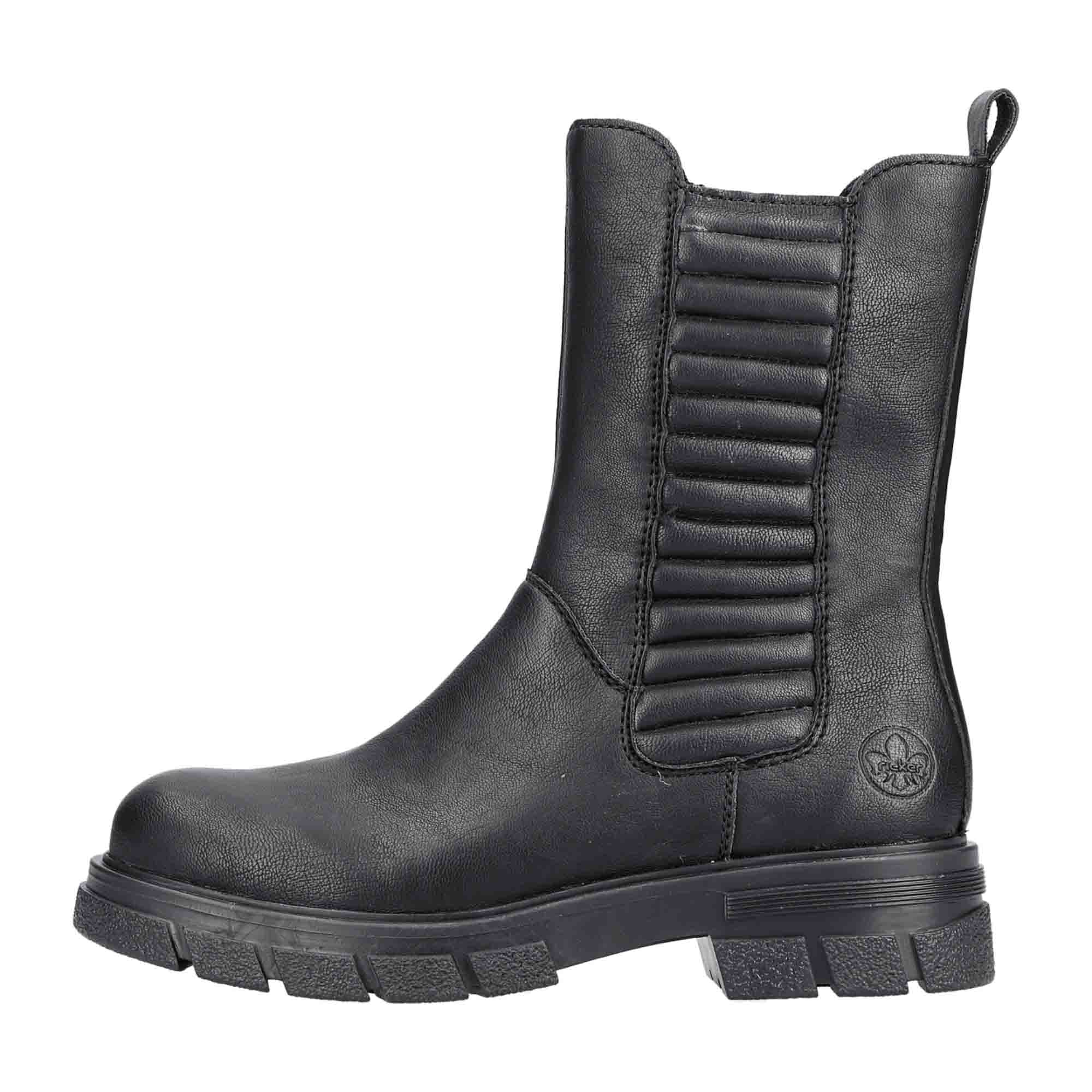 Rieker Women's Black Chelsea Boots with Warm Lining and Side Zipper