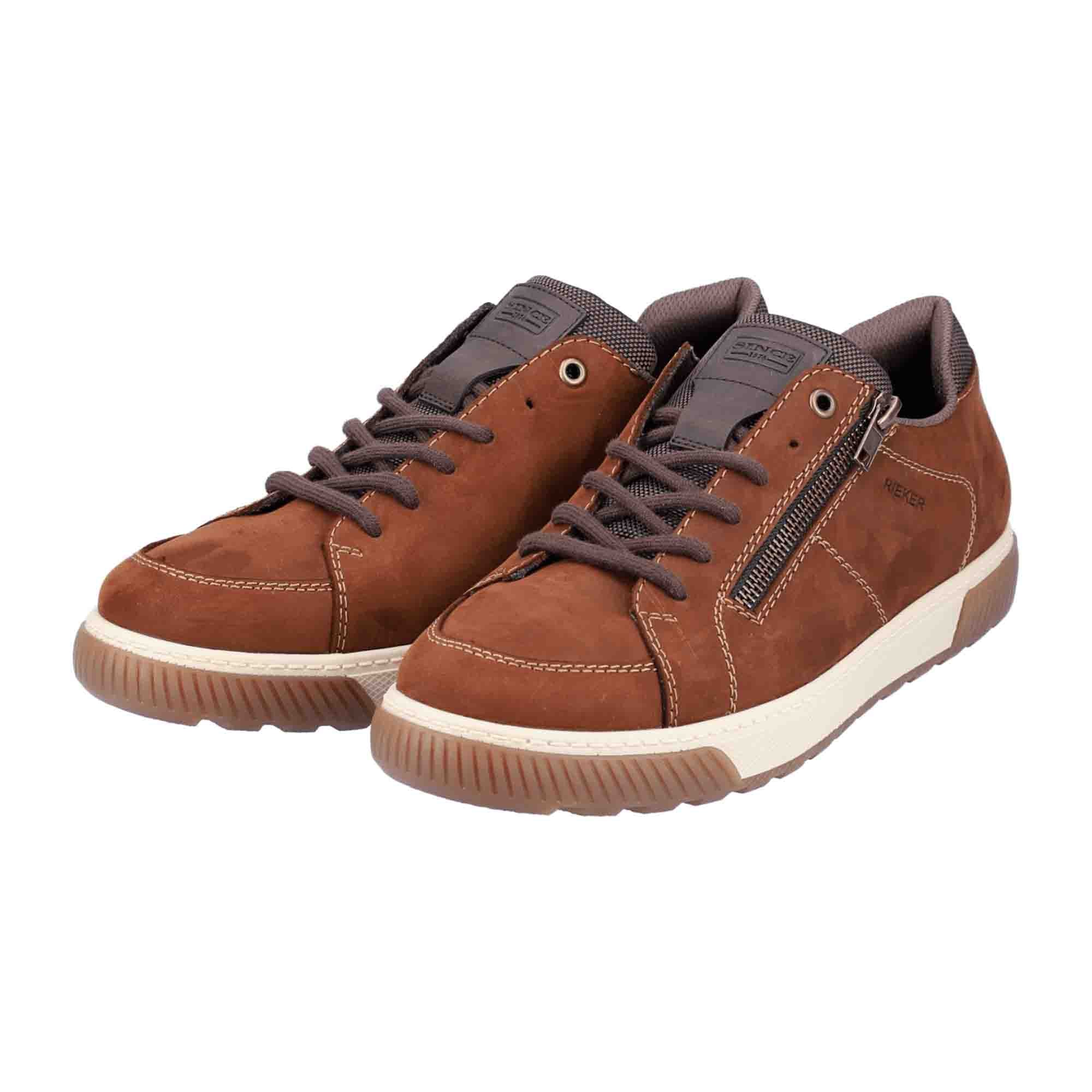 Rieker Brown Lace-Up Sneakers Comfortable Everyday Wear with Cushioned Sole