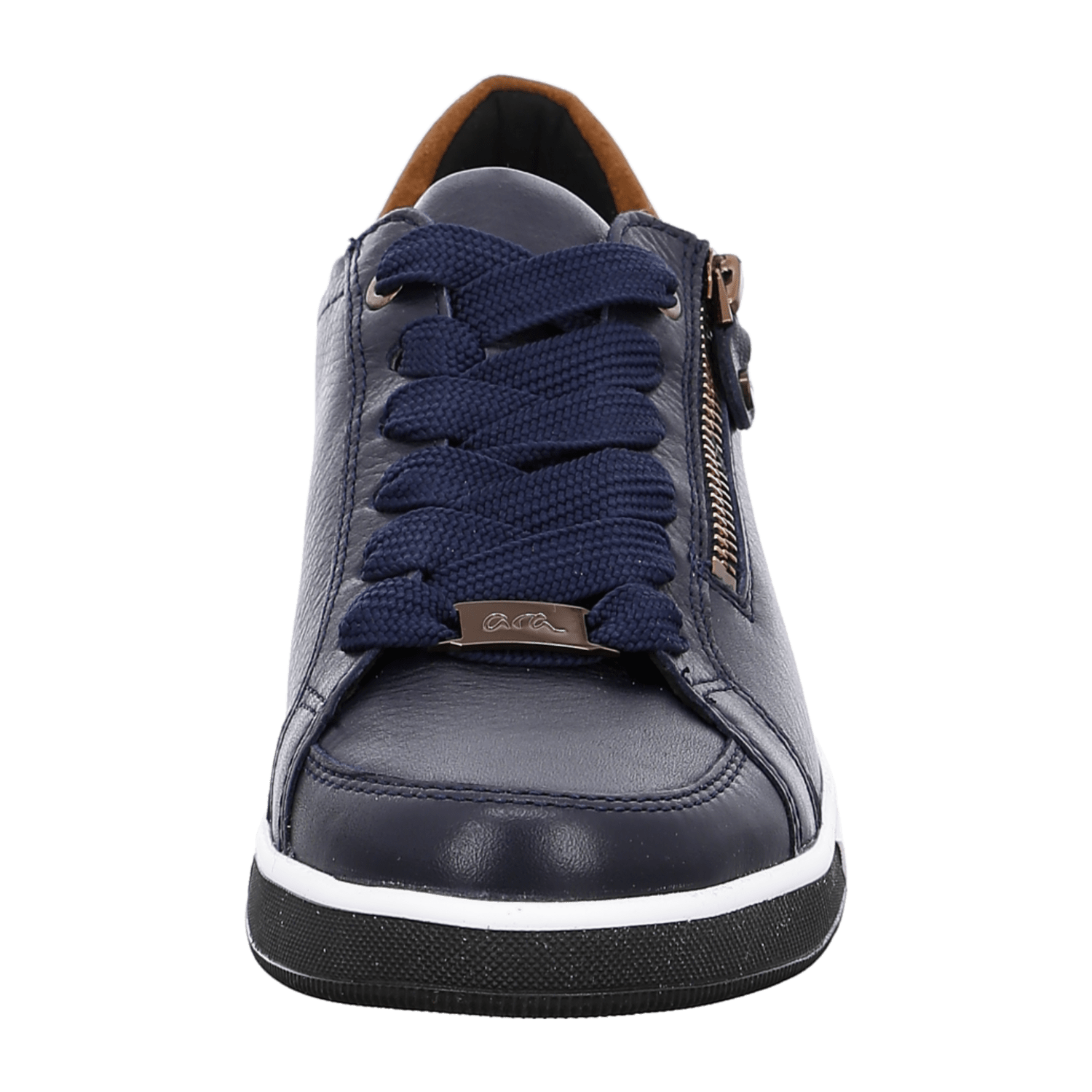 ARA ROM Women's Sneakers in Blue Smooth Leather with Lace-Up Closure and Synthetic Rubber Sole