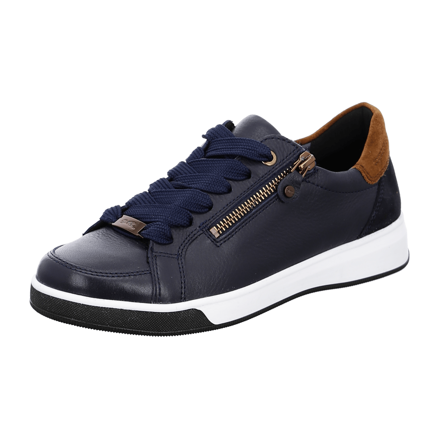 ARA ROM Women's Sneakers in Blue Smooth Leather with Lace-Up Closure and Synthetic Rubber Sole