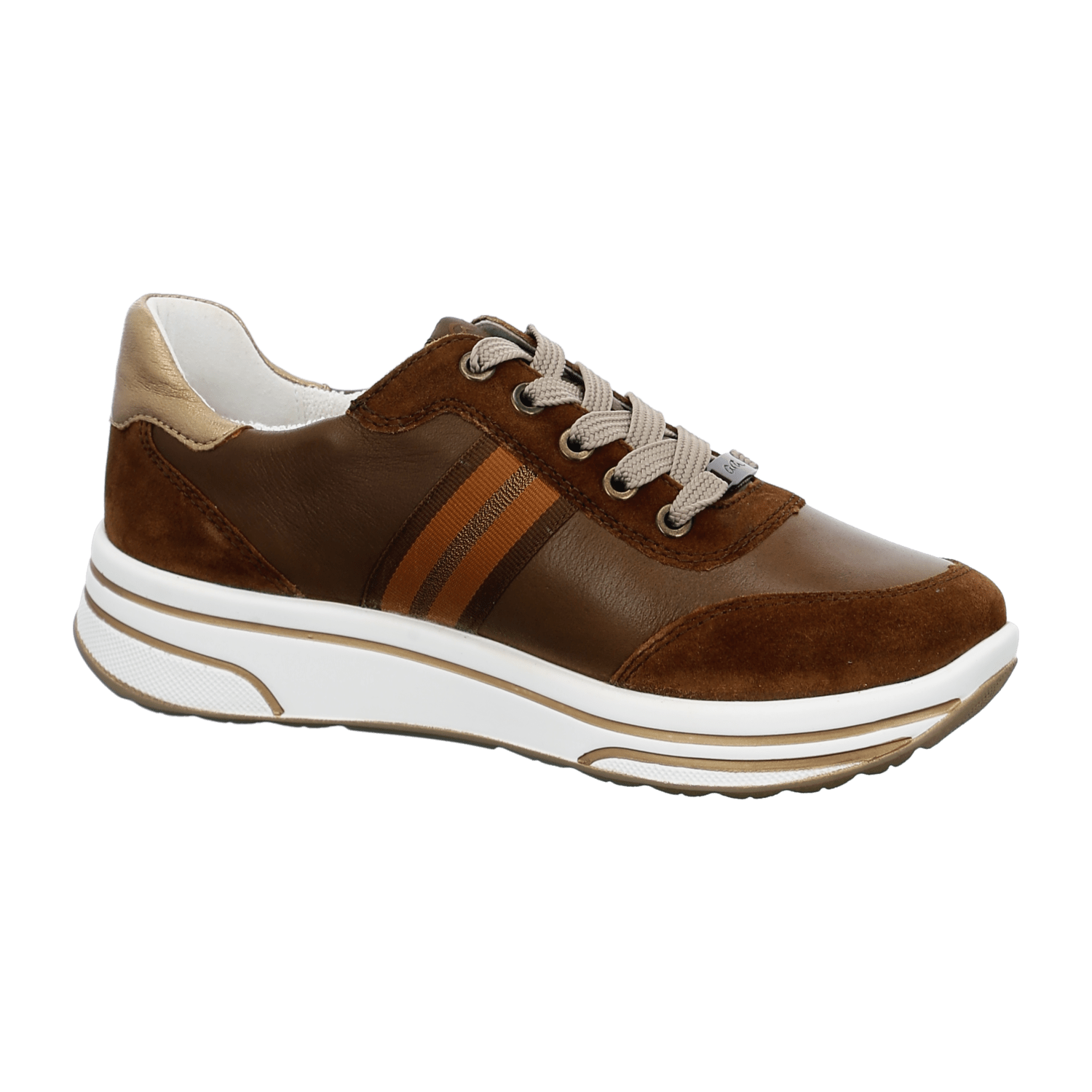ARA SAPPORO Women's Velour Leather Sneakers in Brown with Lace-Up Closure and Round Toe