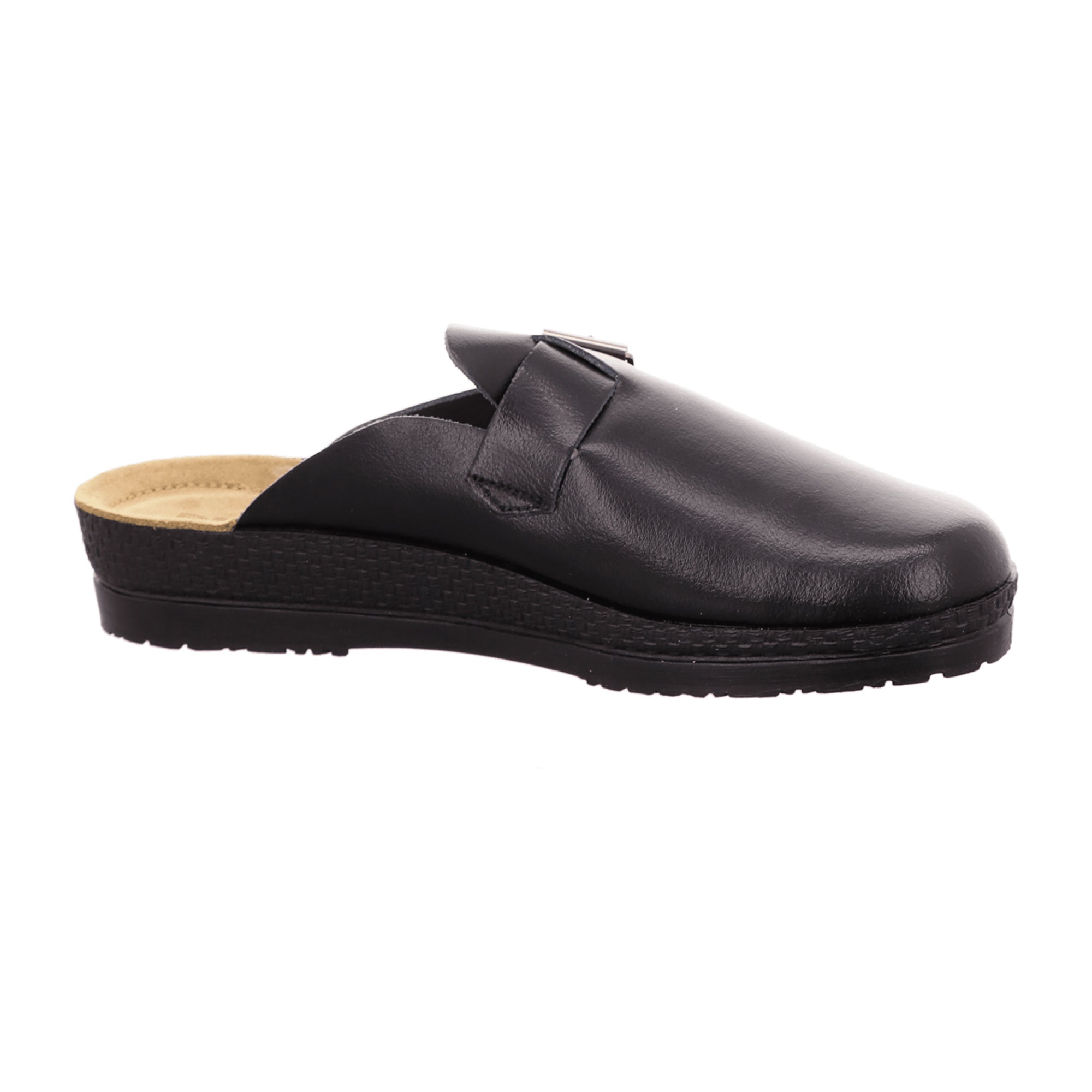 Rohde Men's Black Leather Slip-On Sandals with Adjustable Buckle