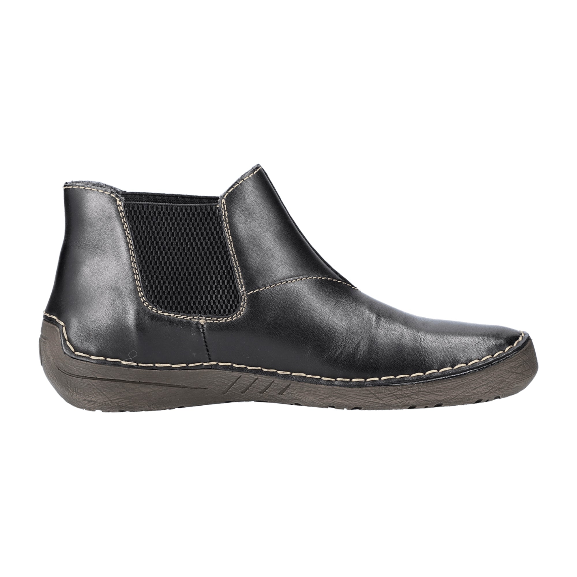 Rieker Women's Black Leather Slip-On Boots with Warm Lining and Zip Closure