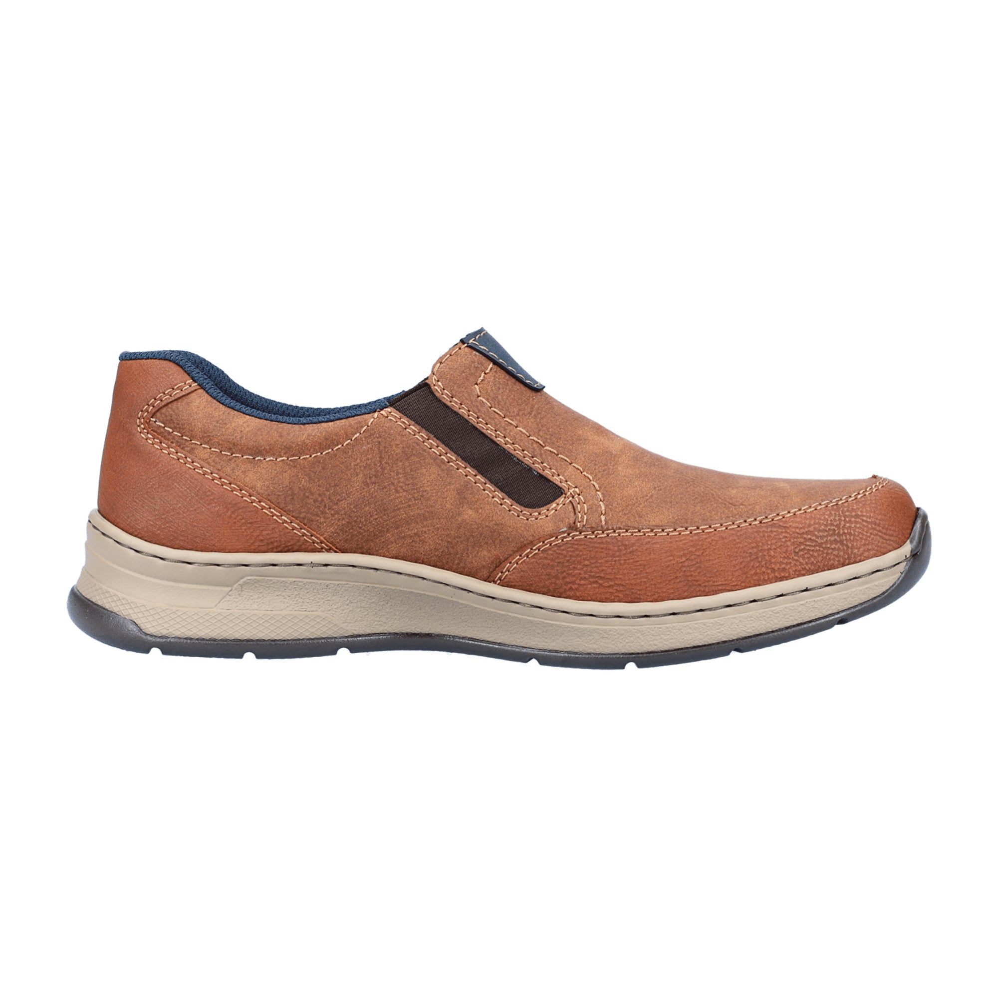 Rieker Brown Slip-On Shoes for Men with Velcro Fastener and Flat Heel