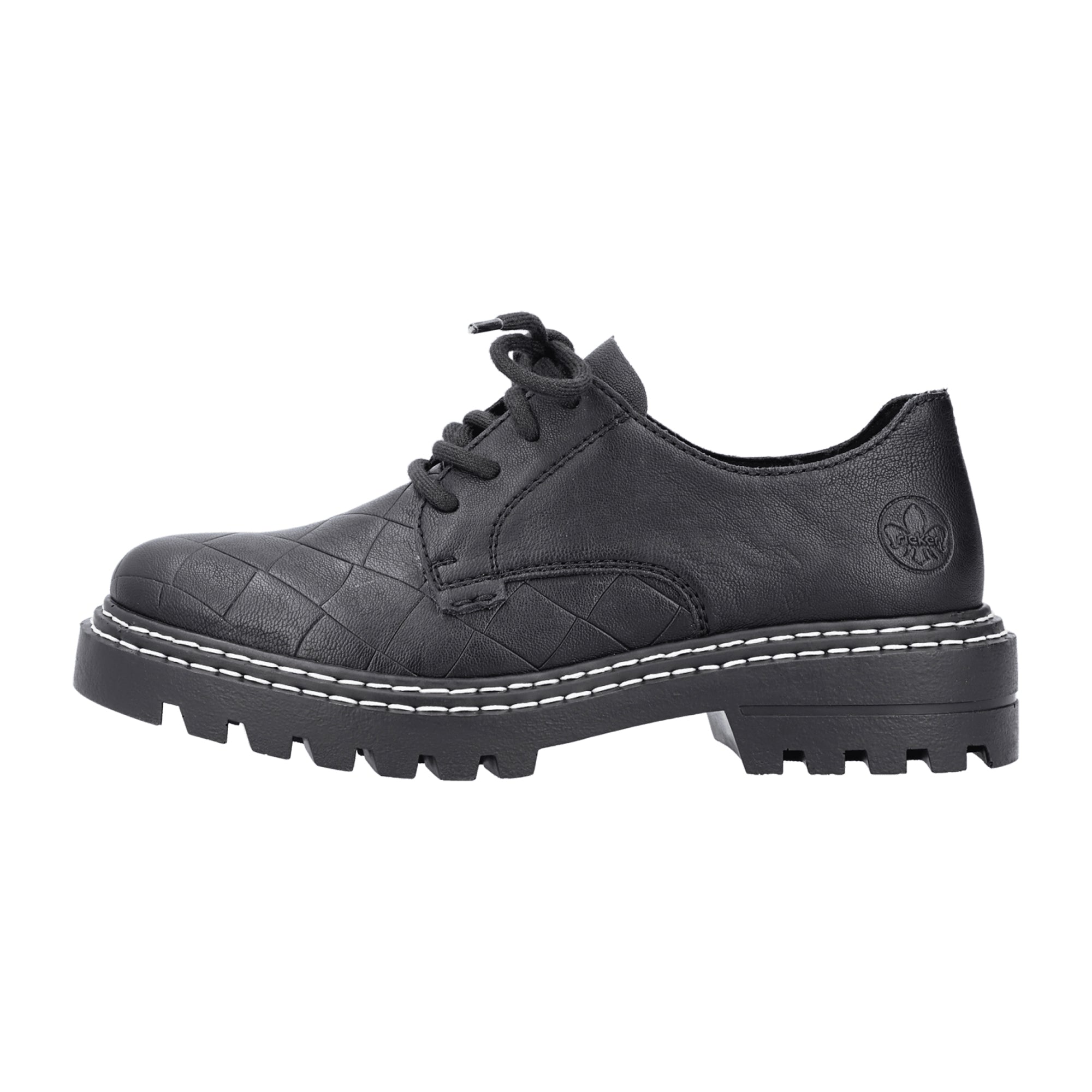 Rieker Women's Black Lace-Up Shoes Comfortable Synthetic Leather Casual Footwear
