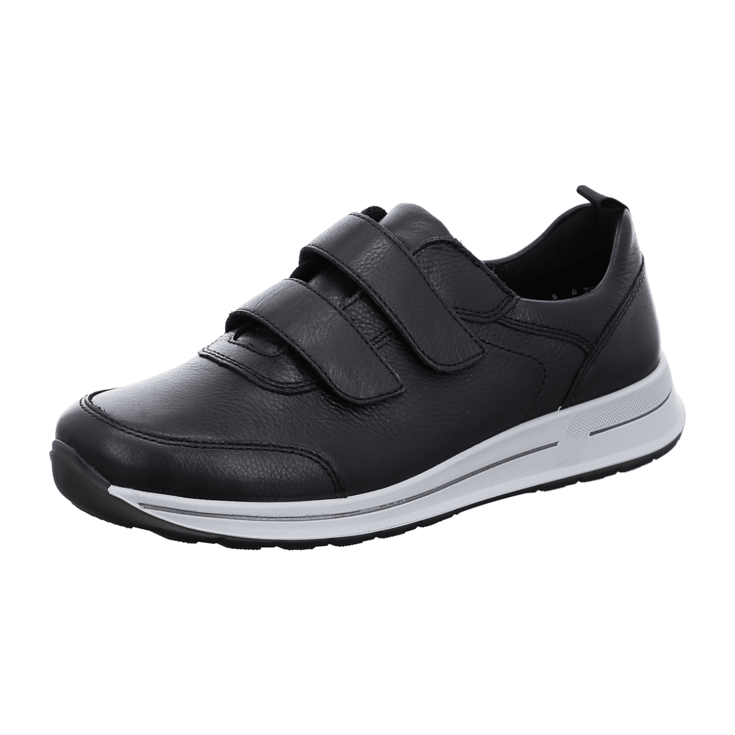 ARA Osaka Women's Sneakers in Black with Velcro Closure, Smooth Leather Upper and TPU Sole