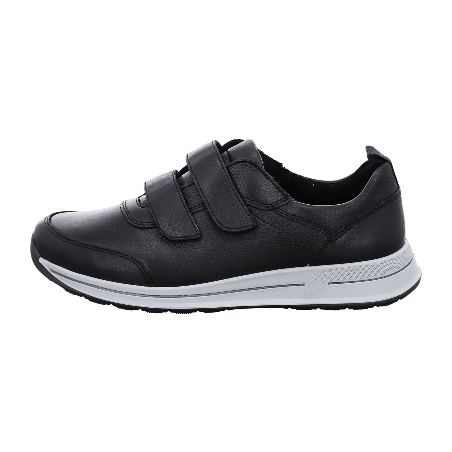 ARA Osaka Women's Sneakers in Black with Velcro Closure, Smooth Leather Upper and TPU Sole