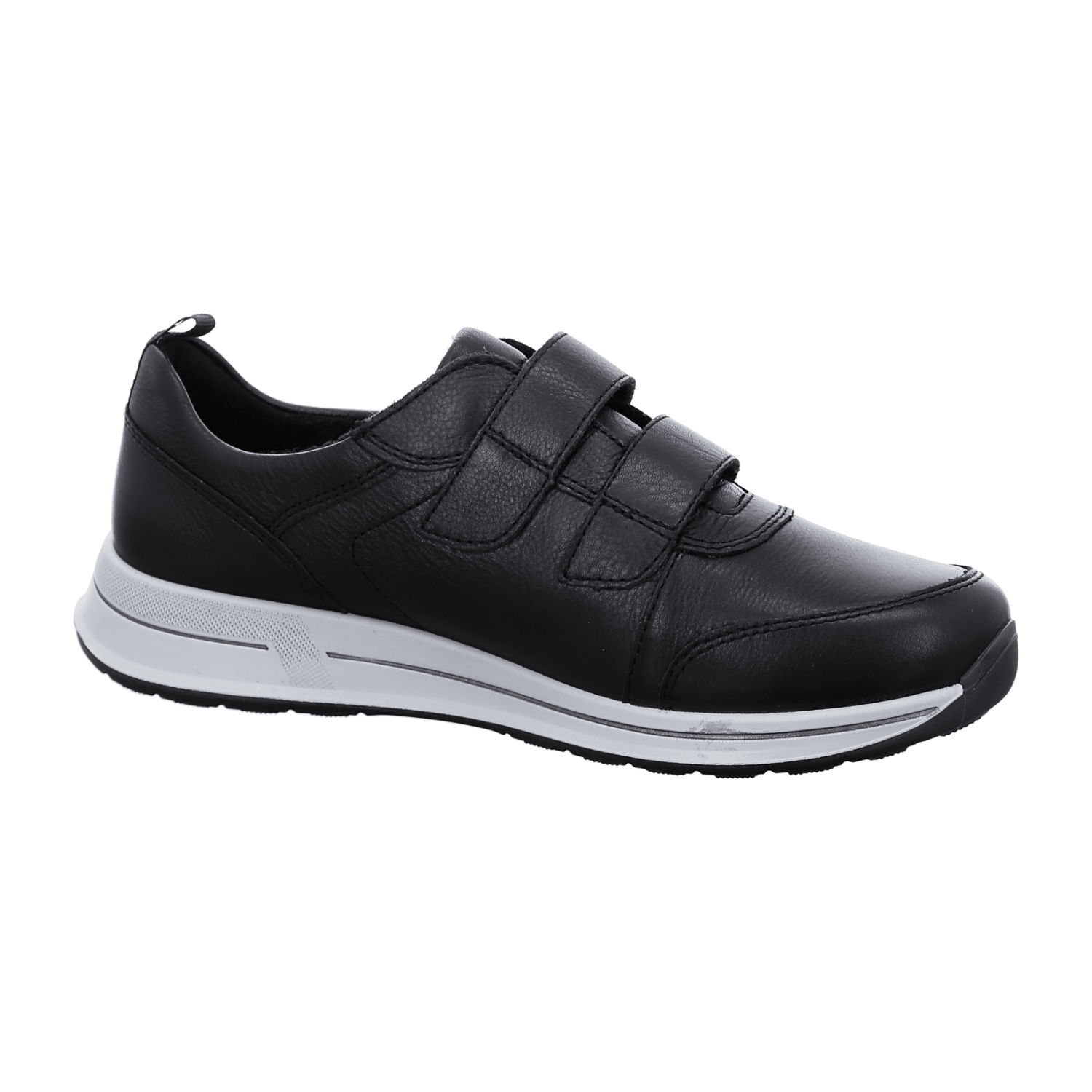 ARA Osaka Women's Sneakers in Black with Velcro Closure, Smooth Leather Upper and TPU Sole