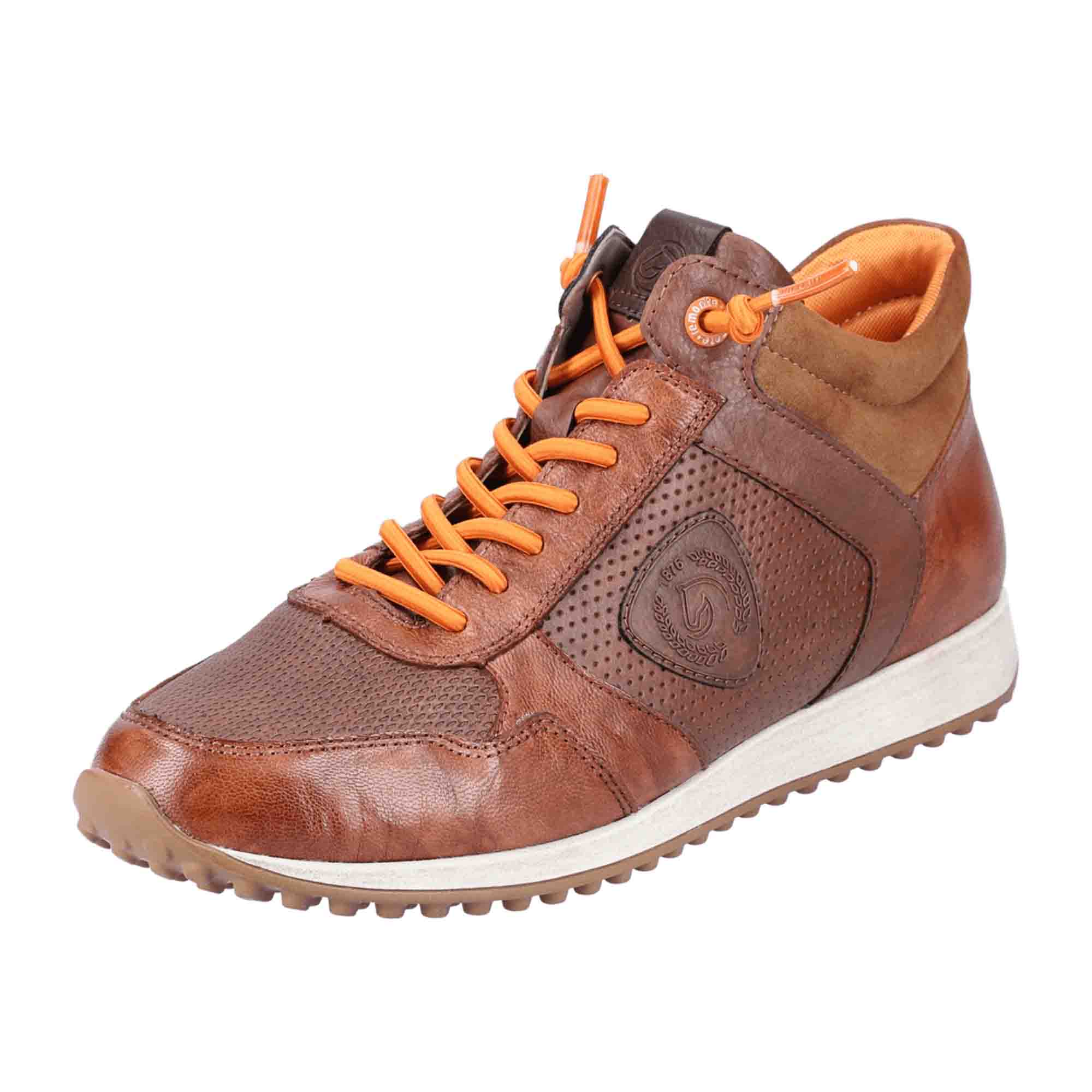 Remonte Women's High Top Brown Leather Sneakers with Zip and Extra Laces