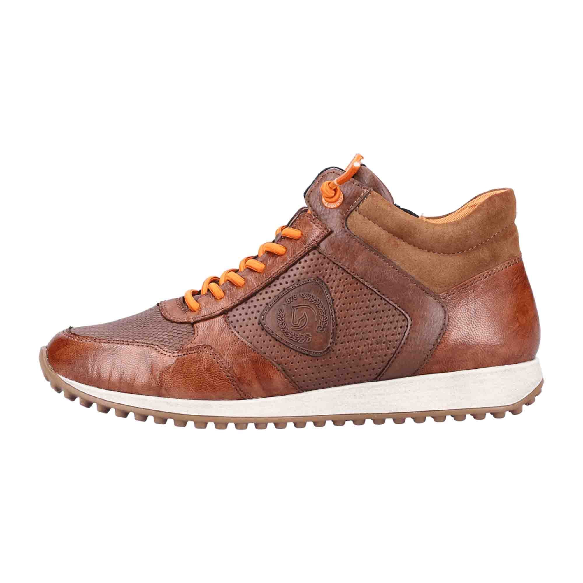 Remonte Women's High Top Brown Leather Sneakers with Zip and Extra Laces