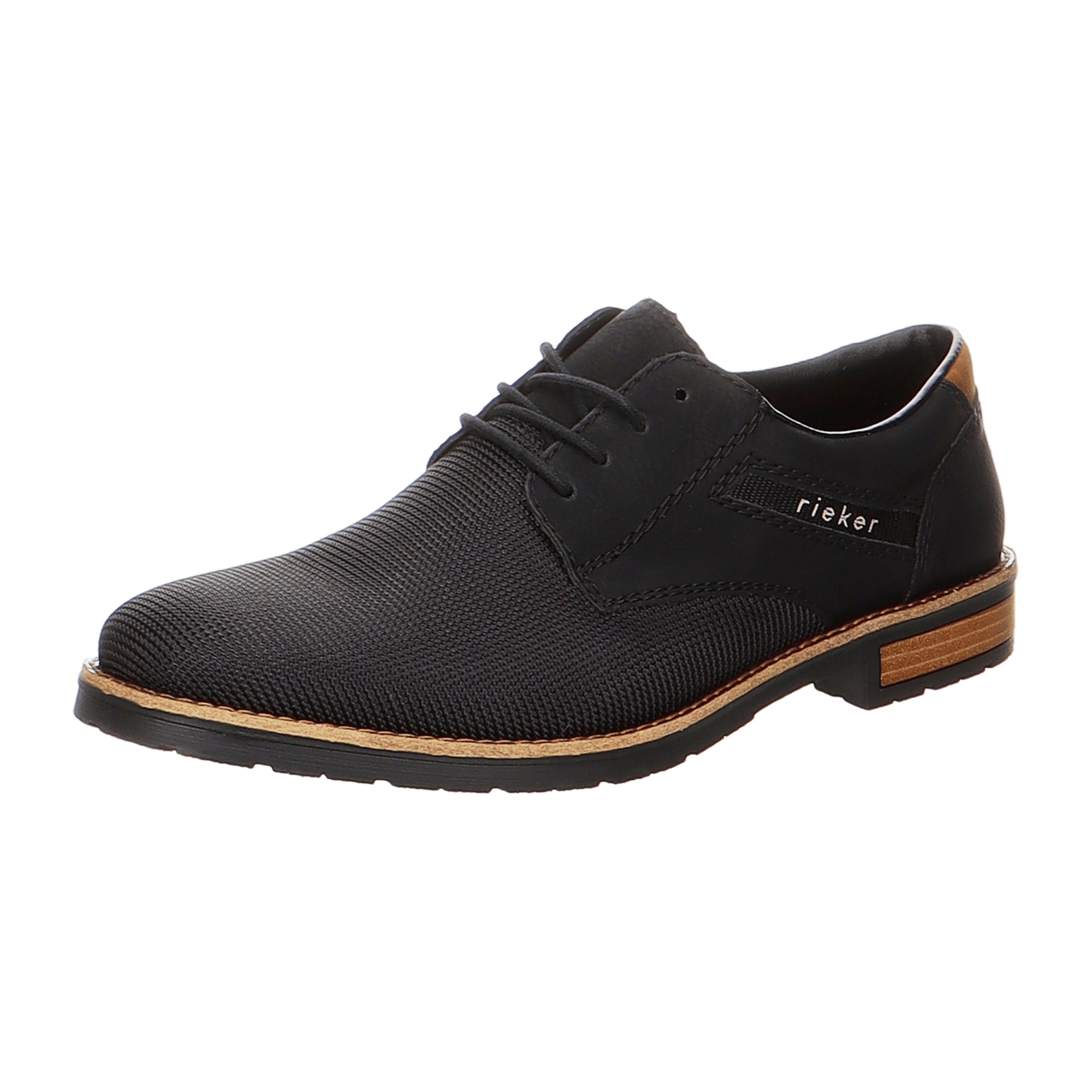 Rieker Men's Black Casual Lace-Up Shoes Comfortable Synthetic Leather Footwear