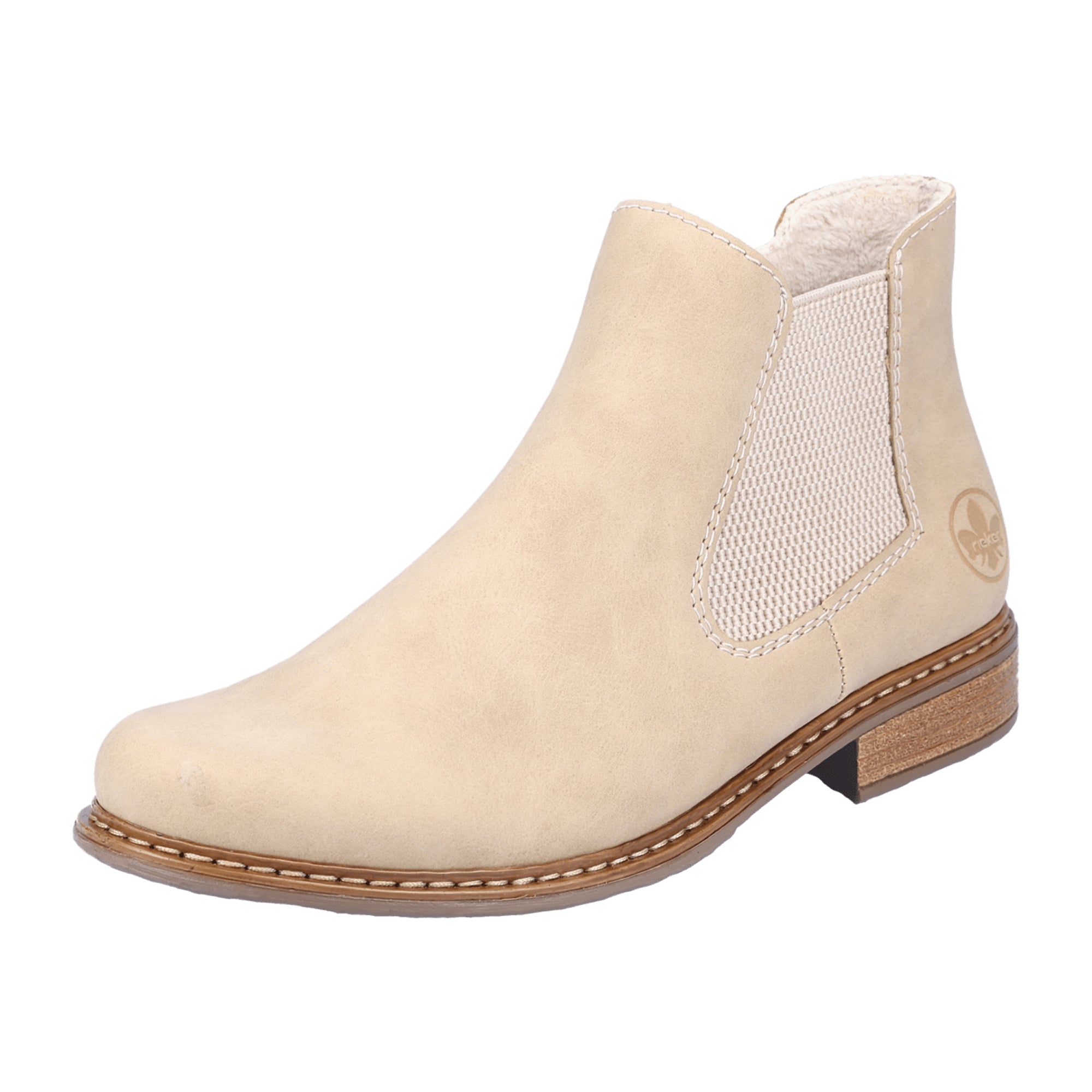 Rieker Women's Beige Chelsea Boots with Zipper and Warm Lining for Winter Comfort