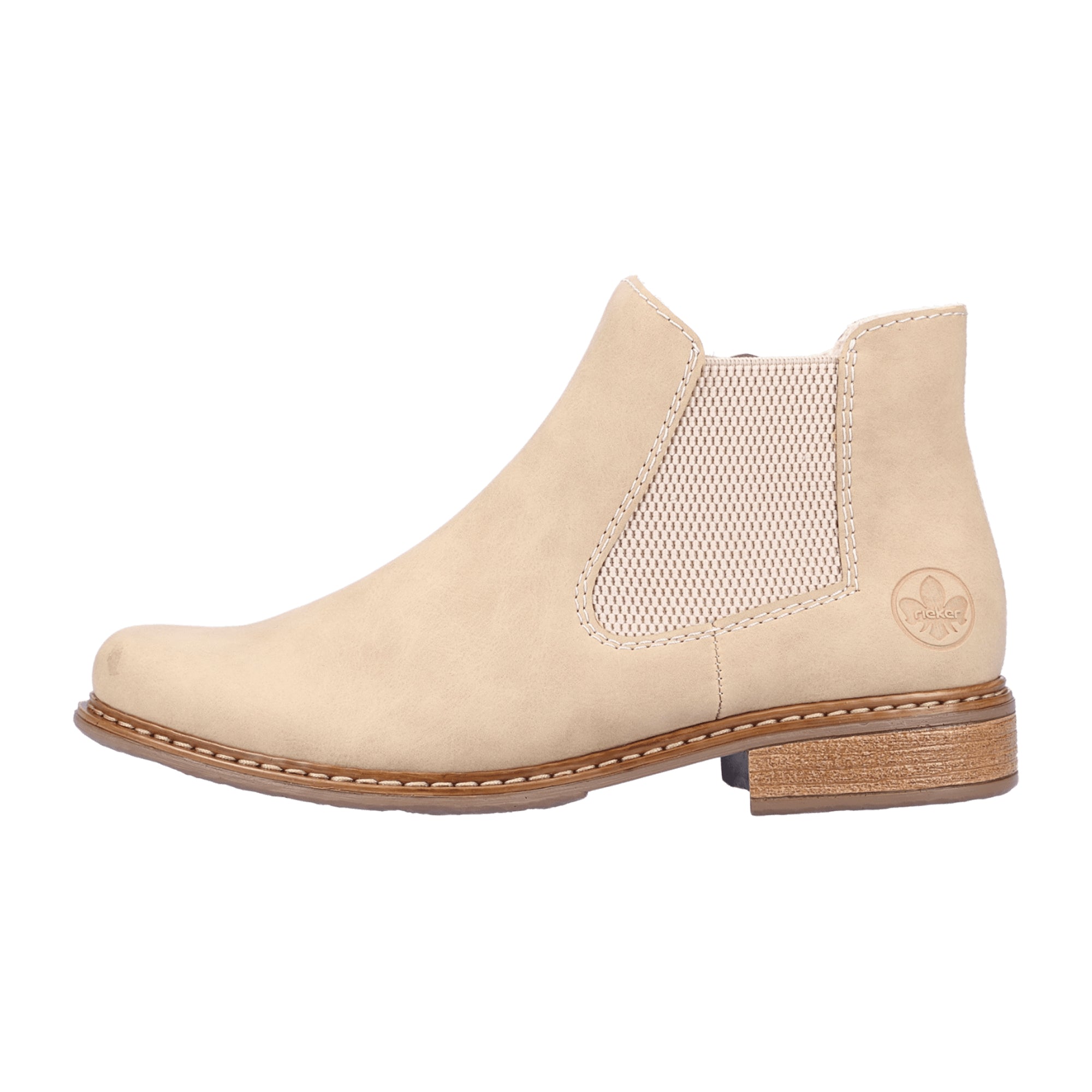 Rieker Women's Beige Chelsea Boots with Zipper and Warm Lining for Winter Comfort