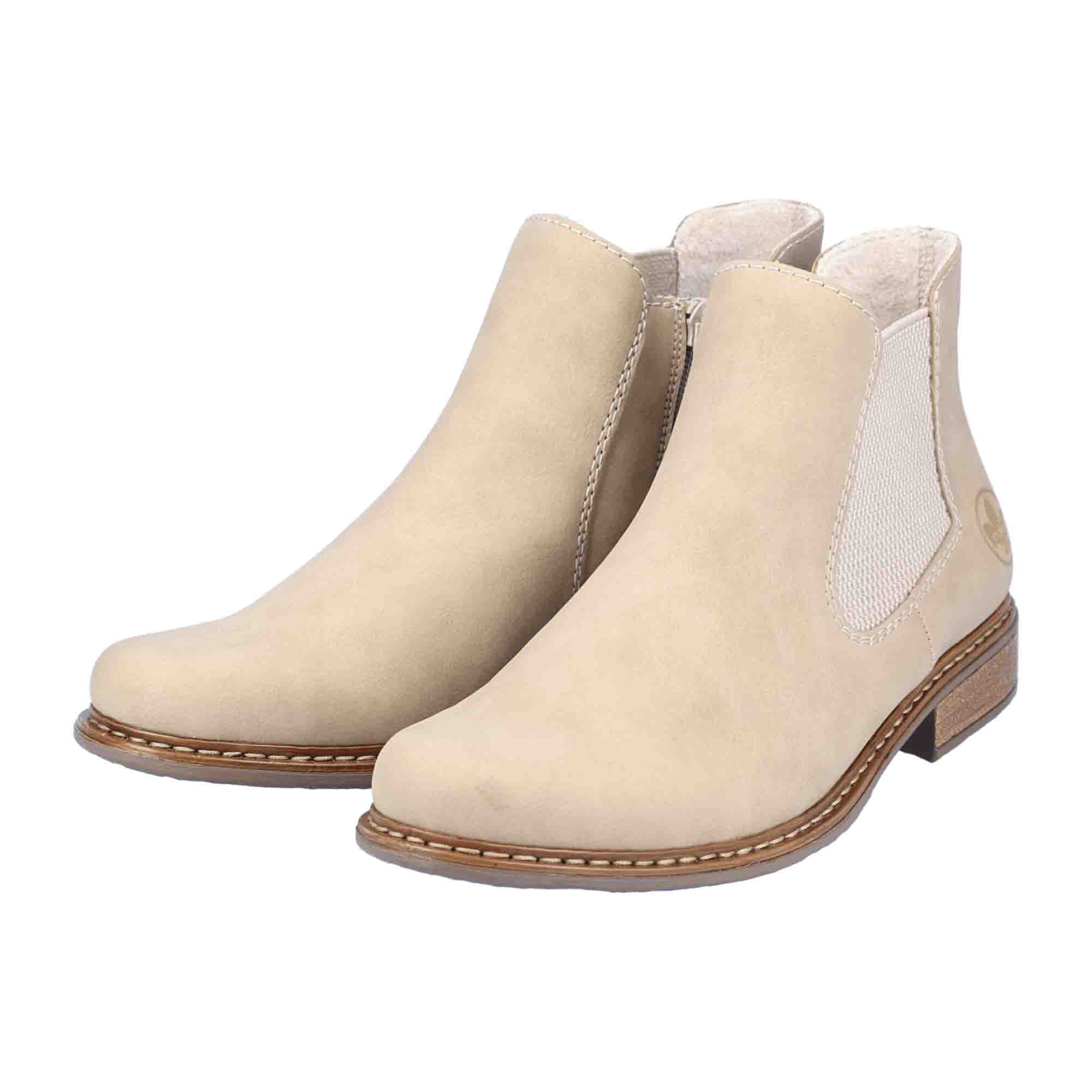 Rieker Women's Beige Chelsea Boots with Zipper and Warm Lining for Winter Comfort