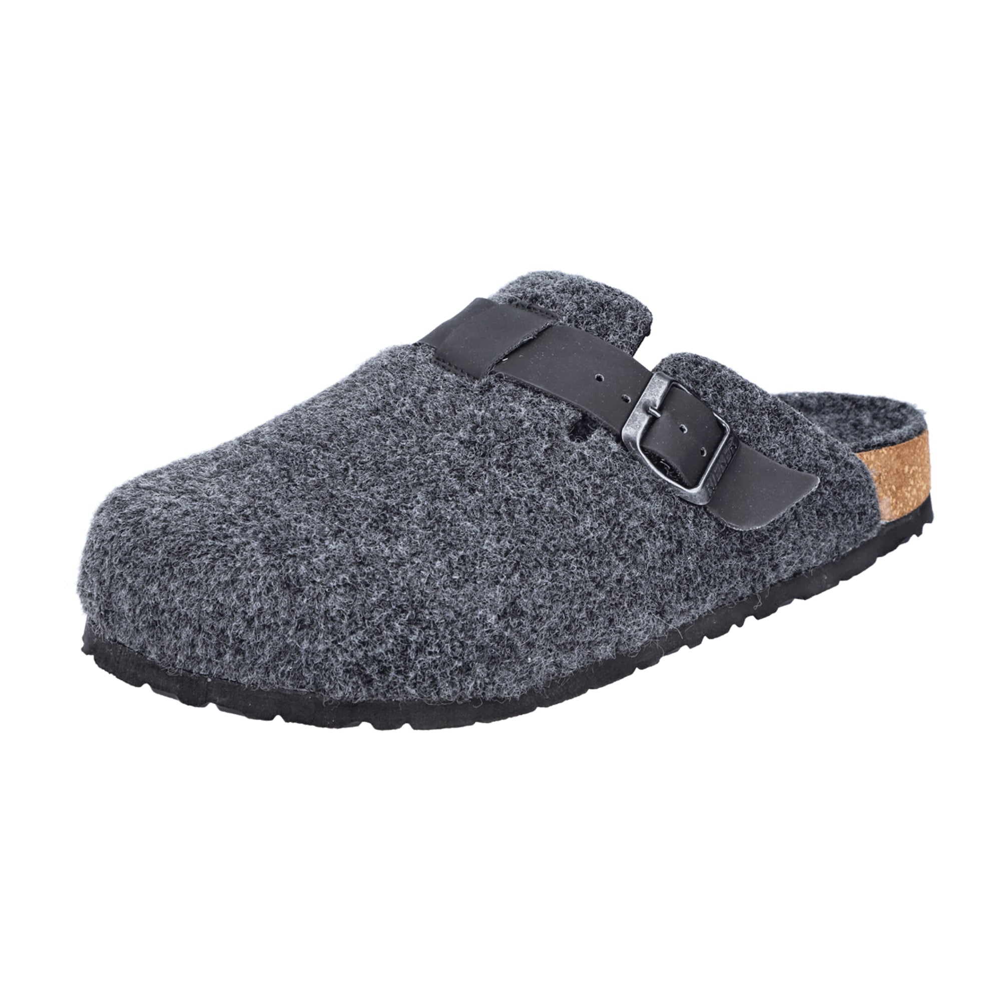 Rieker Men's Grey House Slippers Comfortable Warm Felt Clogs with Buckle