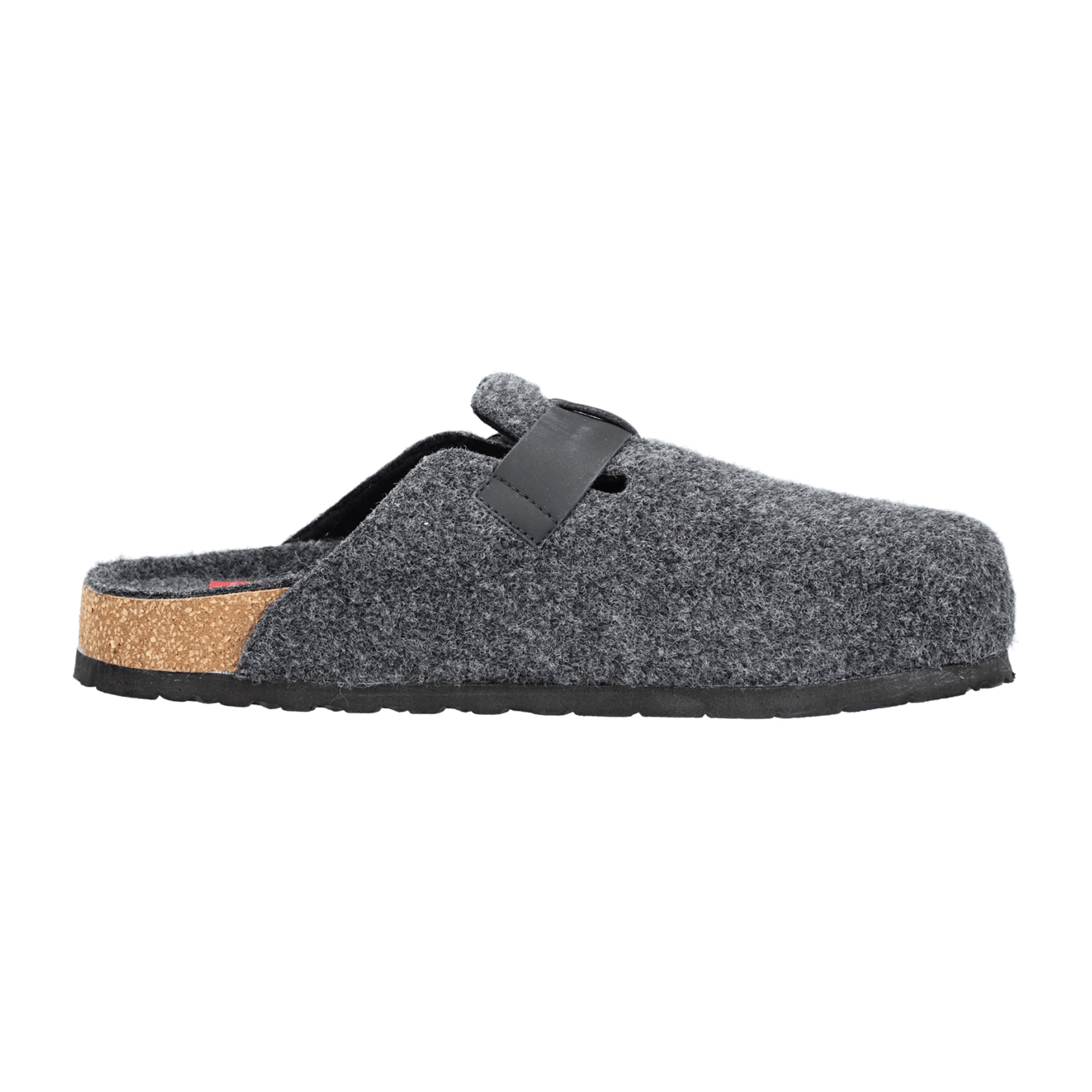 Rieker Men's Grey House Slippers Comfortable Warm Felt Clogs with Buckle