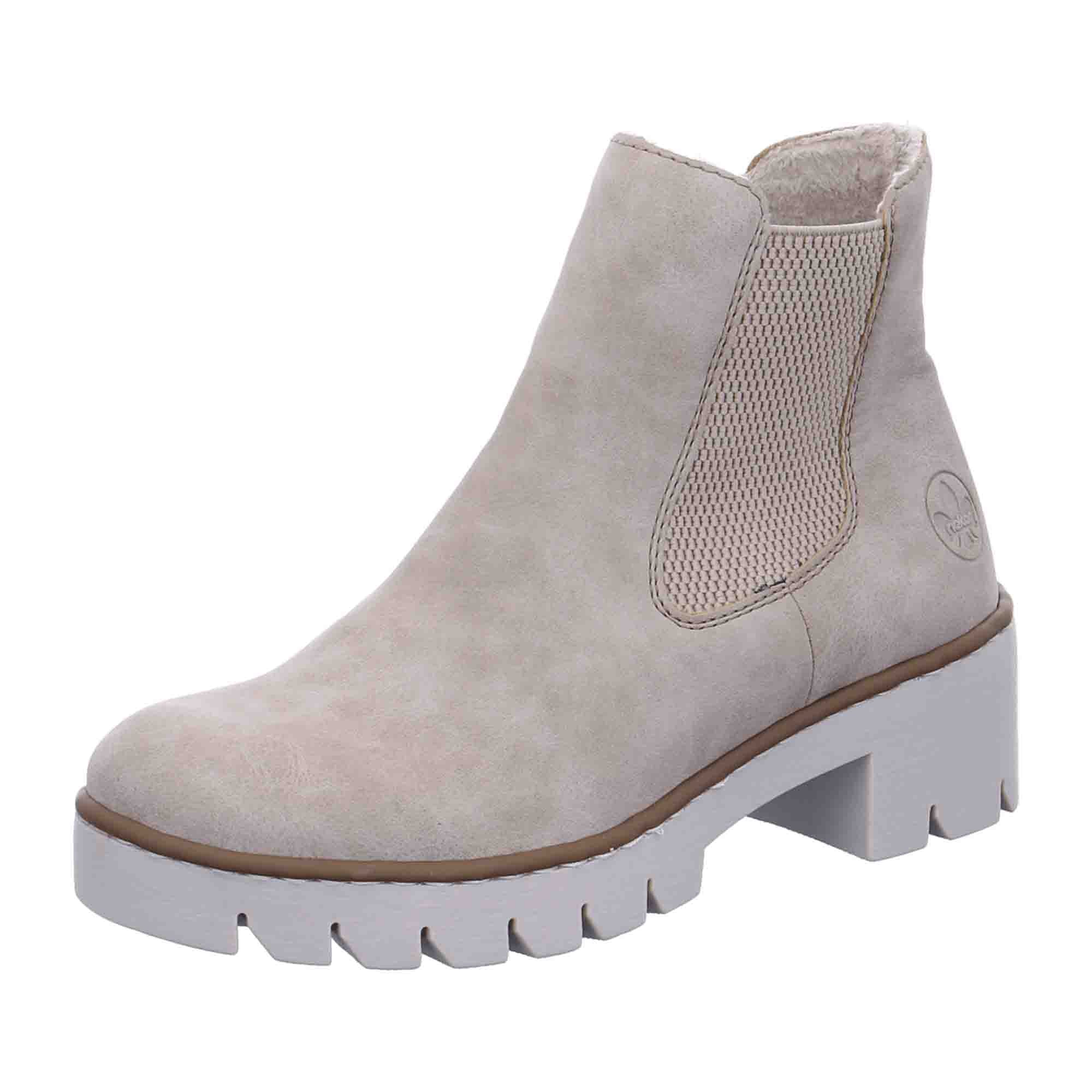 Rieker Beige Ankle Boots for Women with Warm Lining and Side Zipper