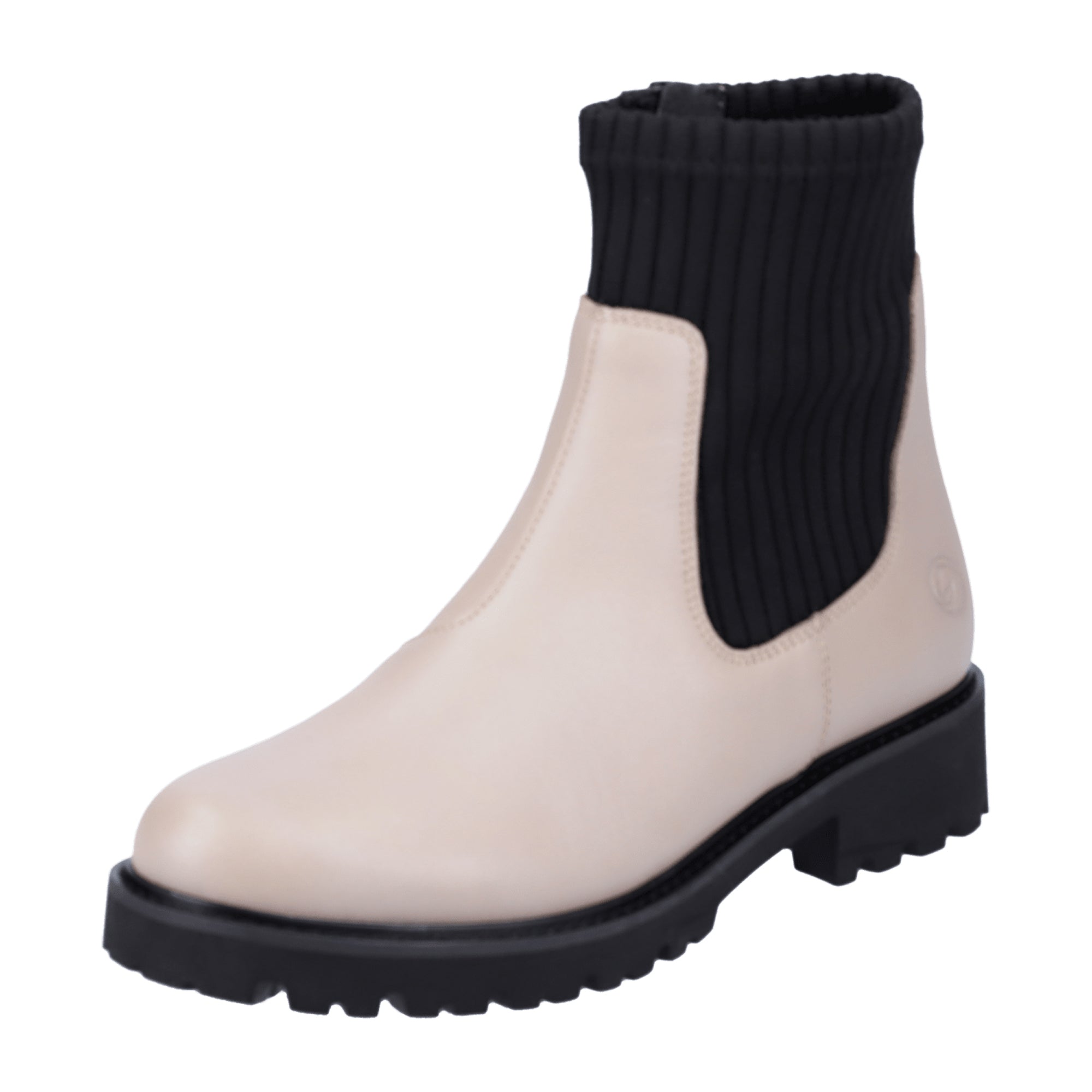 Remonte Beige Chelsea Boot for Women with Leather and Textile Upper