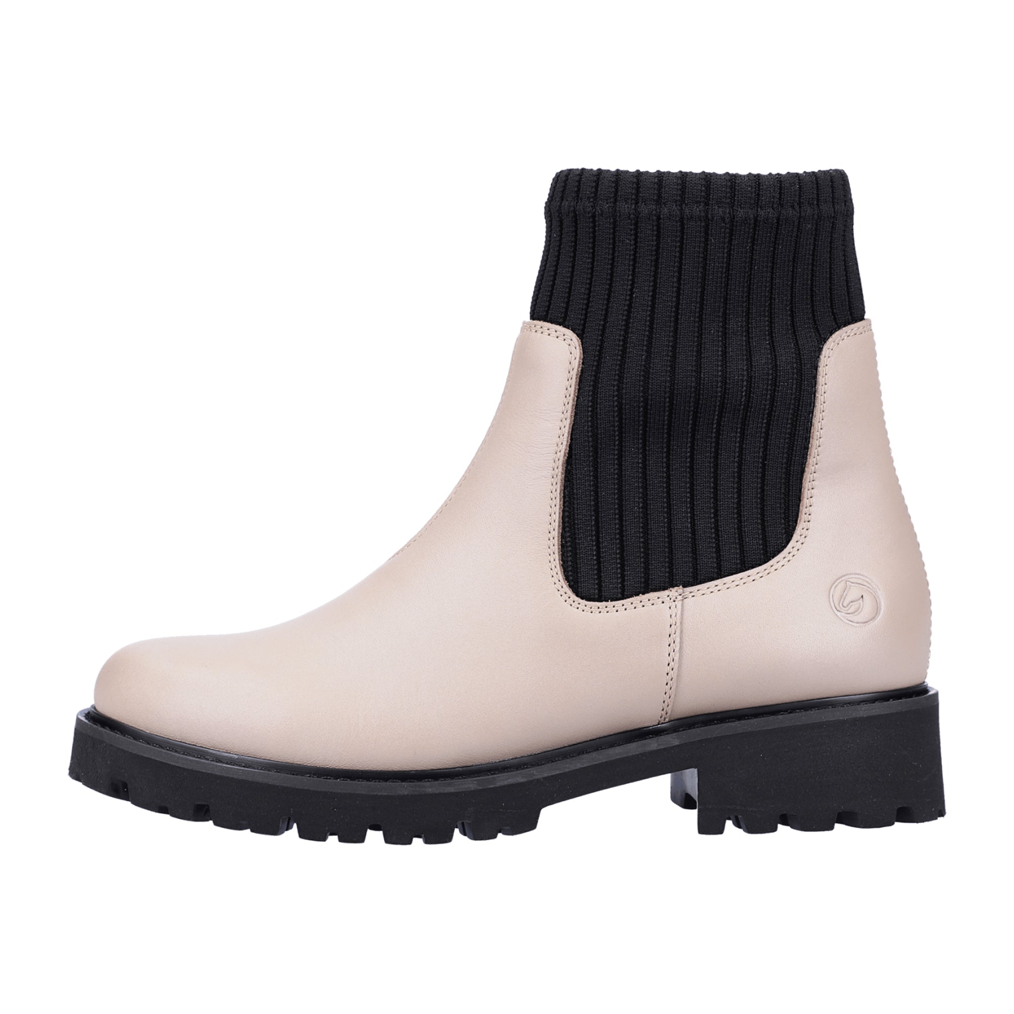 Remonte Beige Chelsea Boot for Women with Leather and Textile Upper