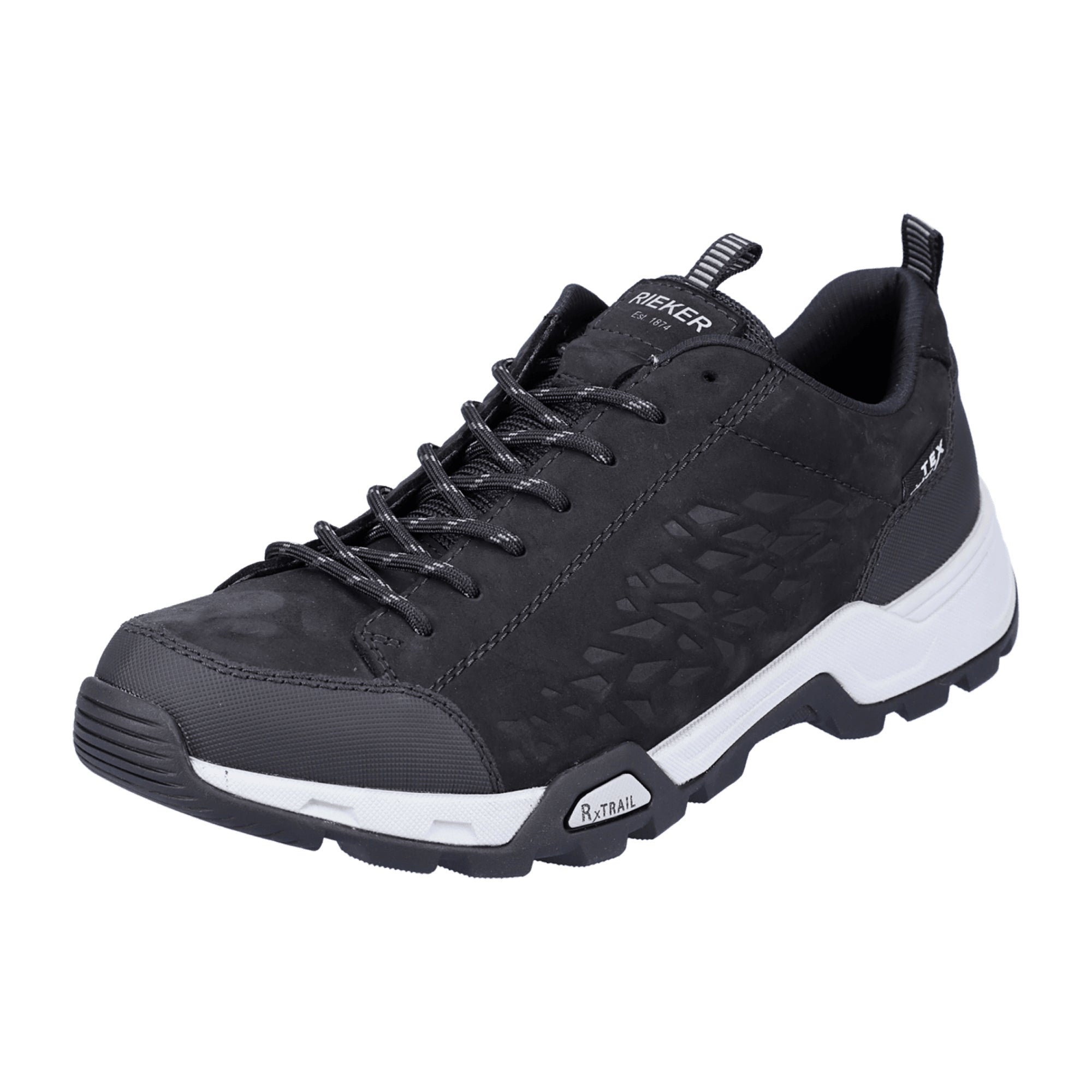 Rieker Men's Black Lace-Up Shoes Water-Resistant Comfortable Casual Footwear