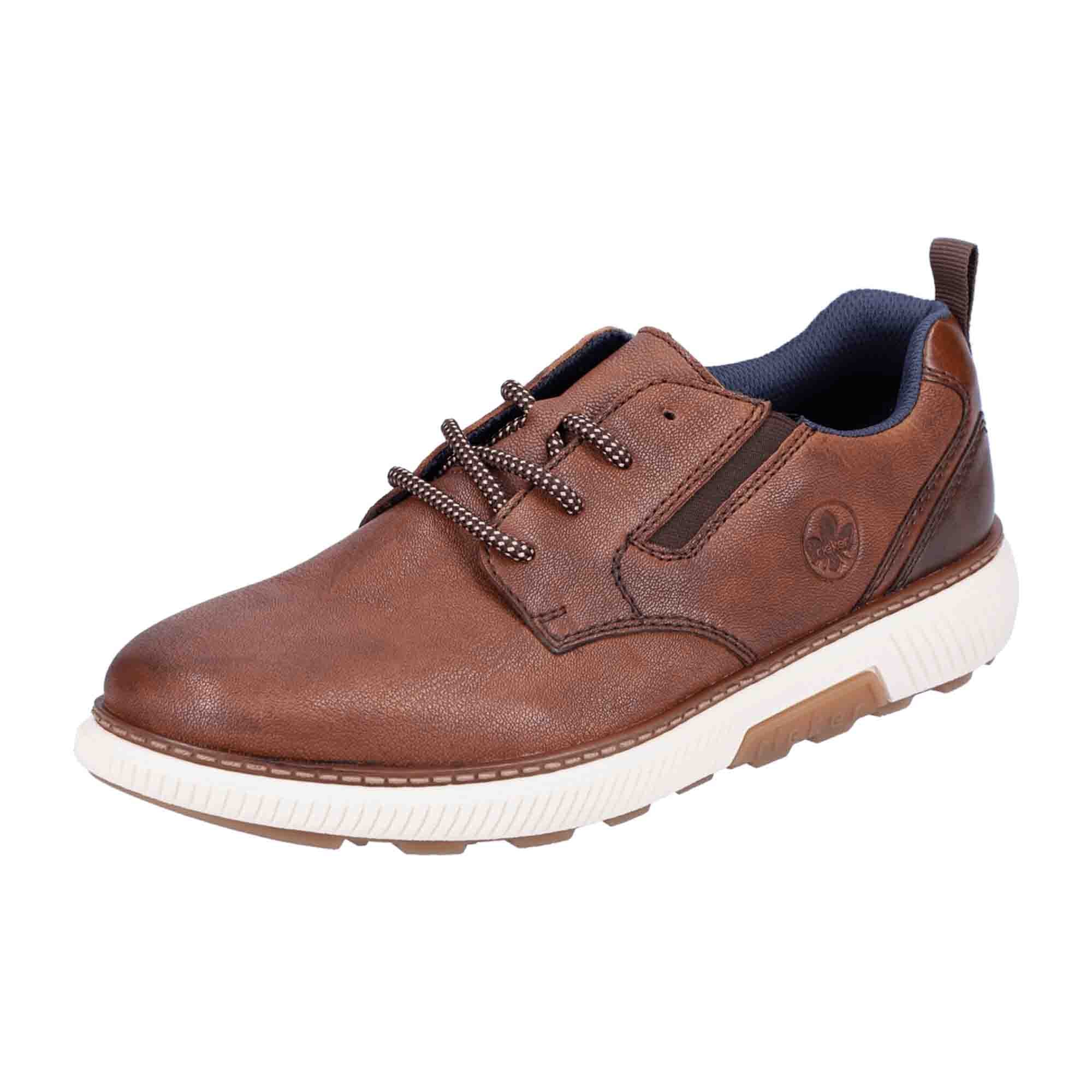 Rieker Brown Men's Lace-Up Shoes Comfortable Leather Look Casual Footwear