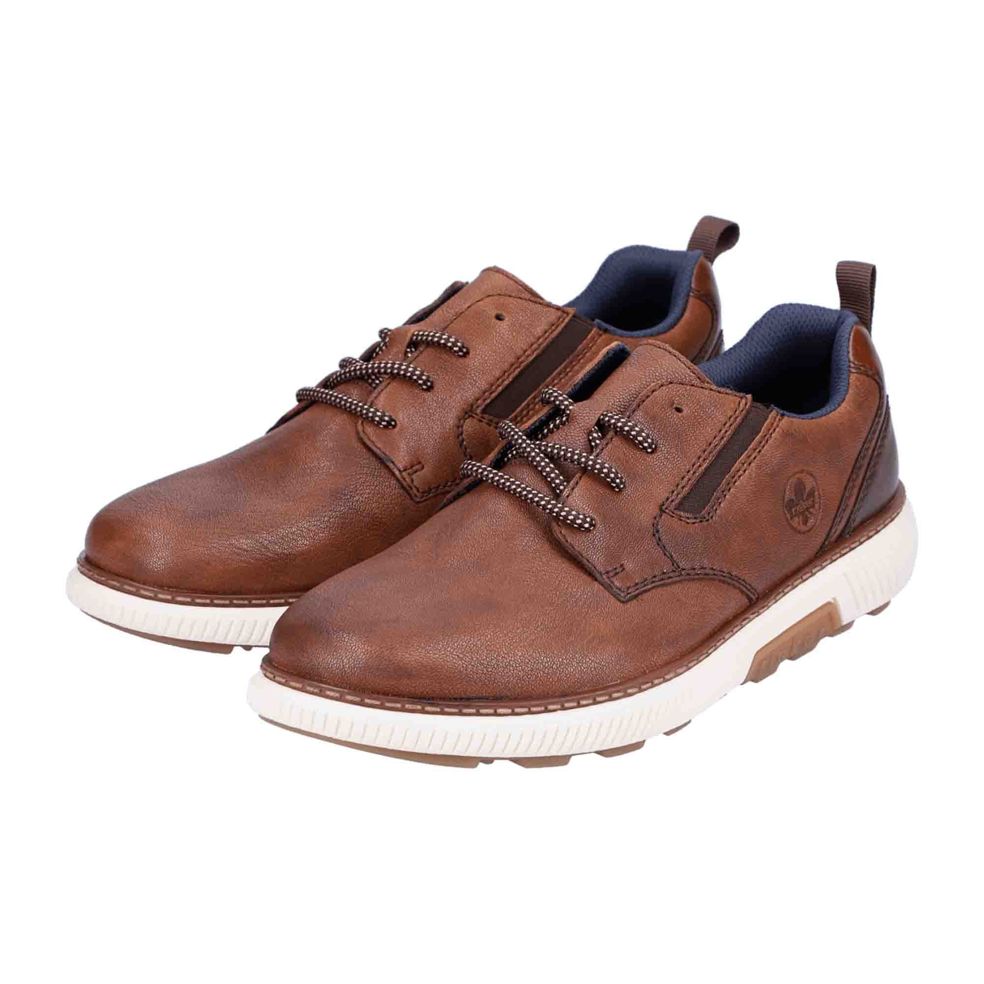 Rieker Brown Men's Lace-Up Shoes Comfortable Leather Look Casual Footwear