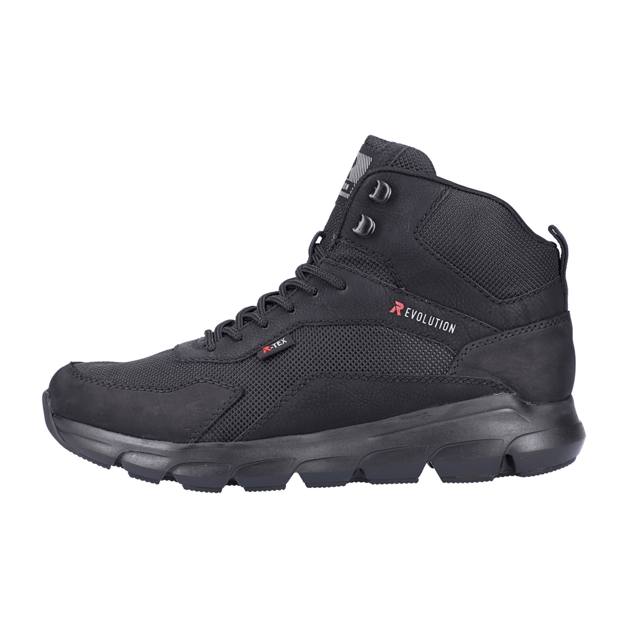 Rieker Evolution Men's Black Boots with Zipper and Laces for Comfort and Style