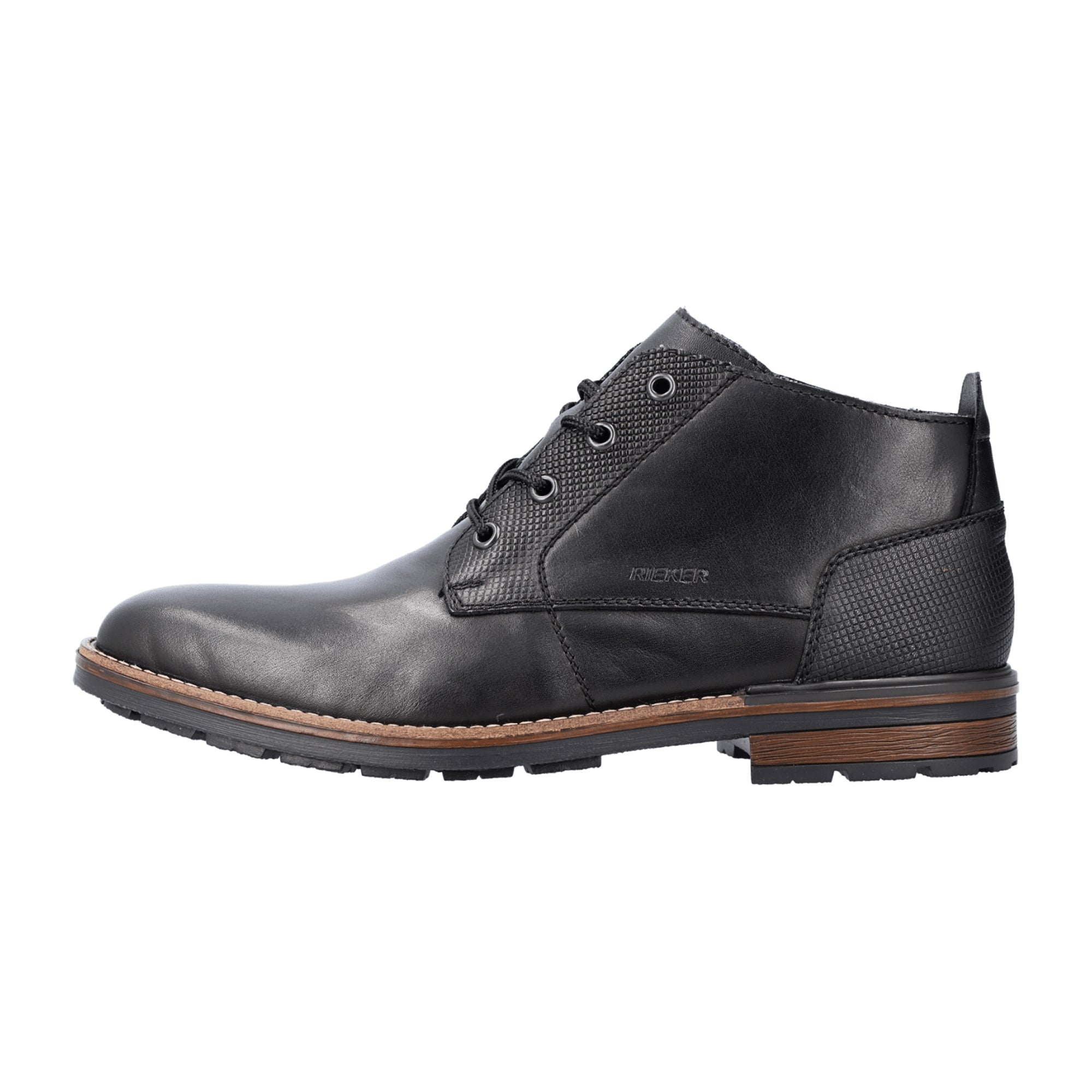 Rieker Men's Black Leather Lace-Up Boots Comfortable Casual Fashion Footwear