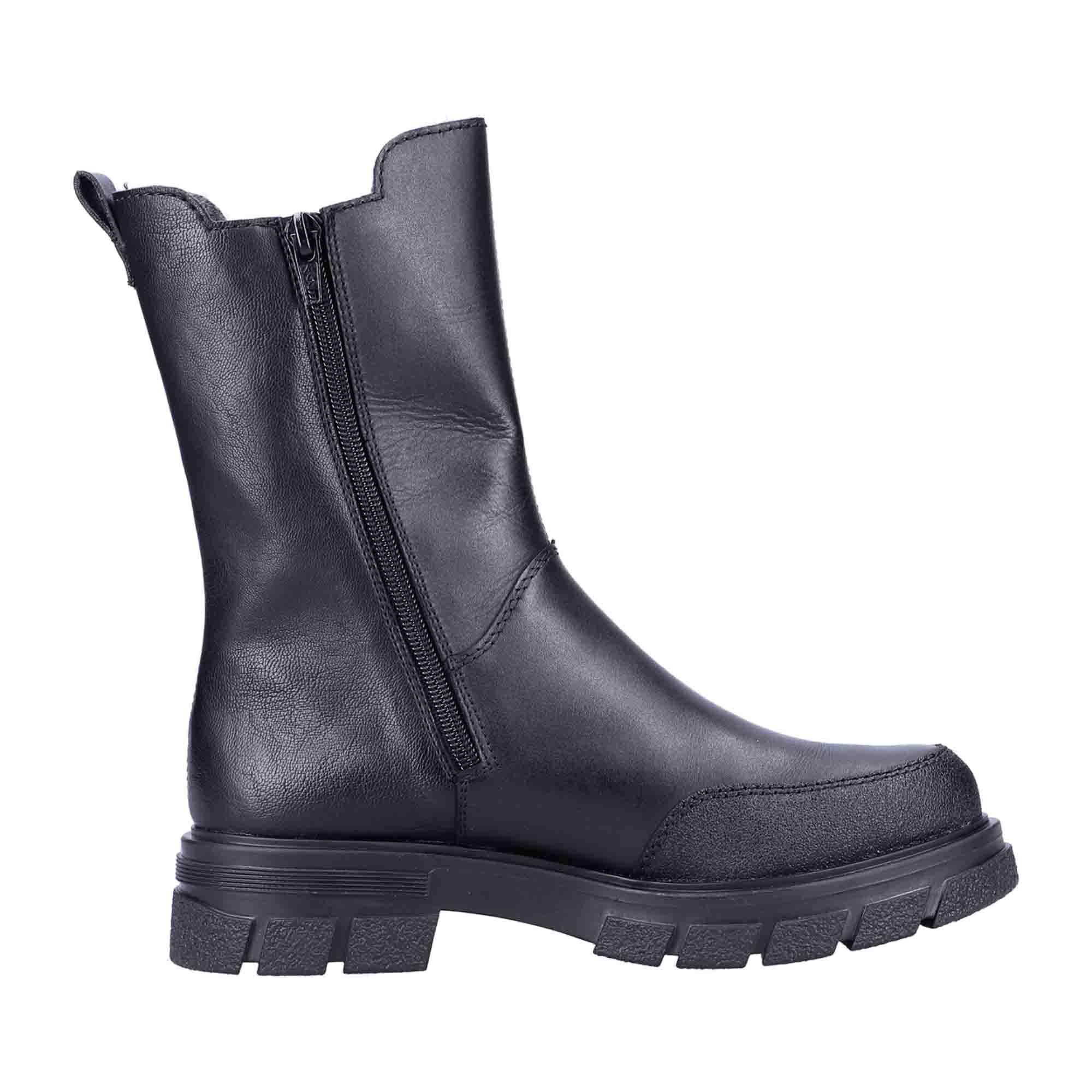Rieker HWK Women's Black Boots for Fall Winter, Narrow to Normal Fit