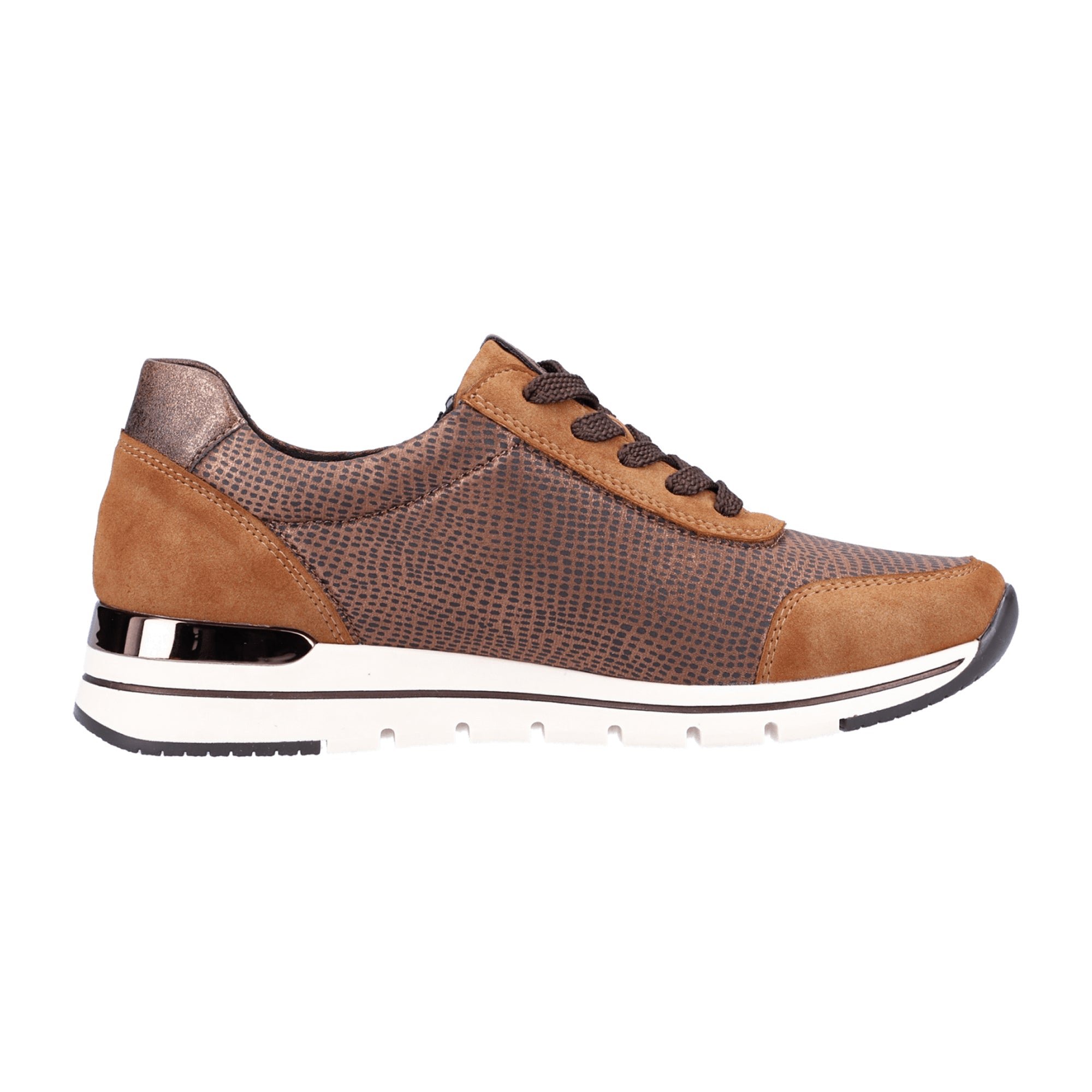 Remonte Women's Brown Casual Sneaker with Zipper and Laces