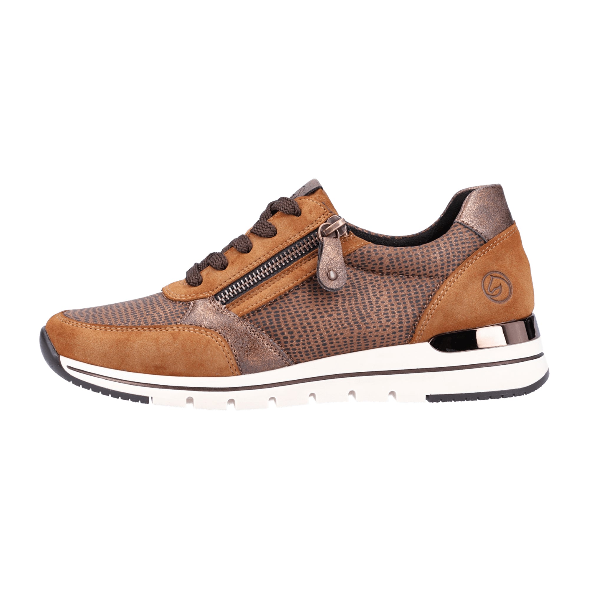 Remonte Women's Brown Casual Sneaker with Zipper and Laces
