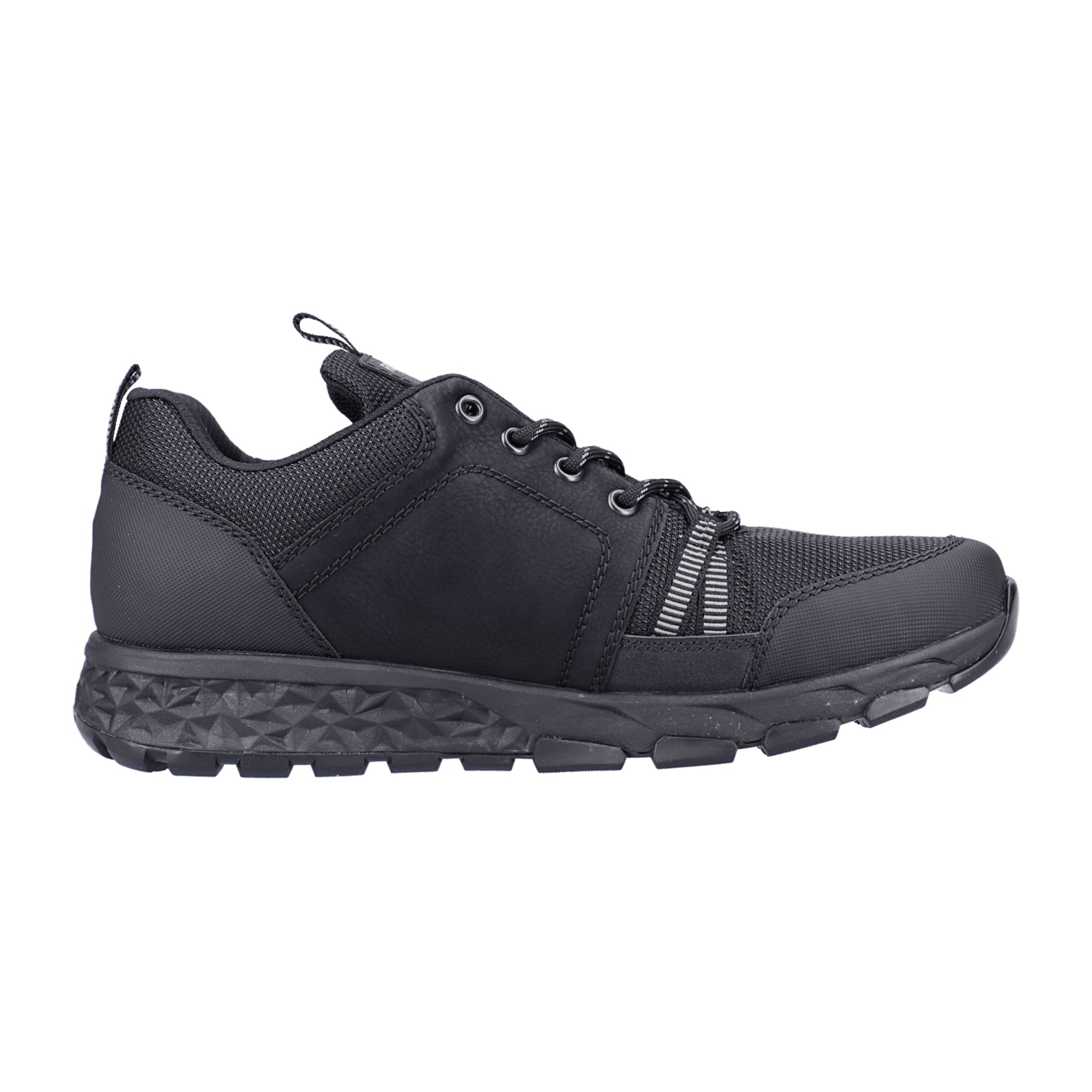 Rieker Men's Black Casual Shoes Water-resistant Synthetic Lace-up Flexible Sole