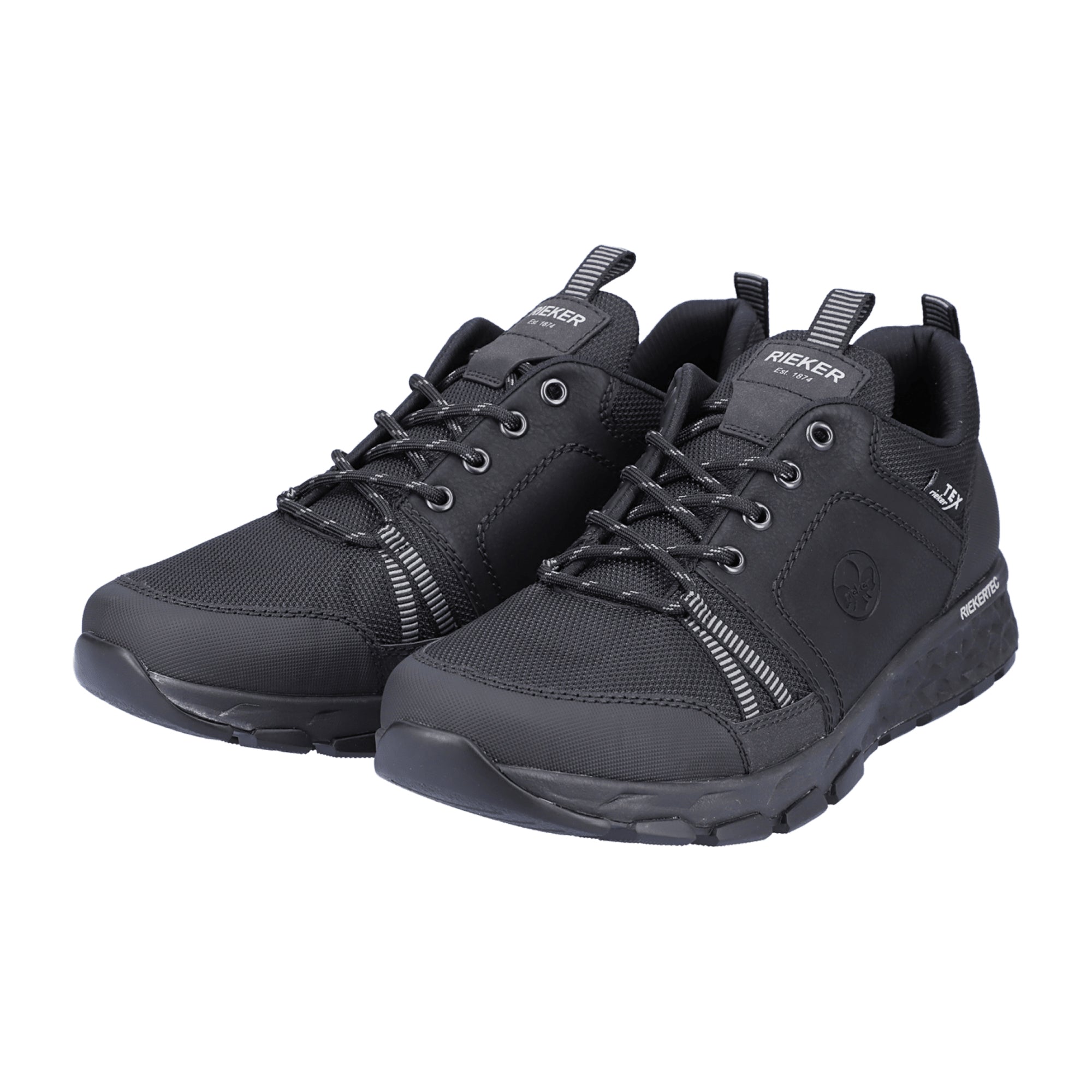 Rieker Men's Black Casual Shoes Water-resistant Synthetic Lace-up Flexible Sole