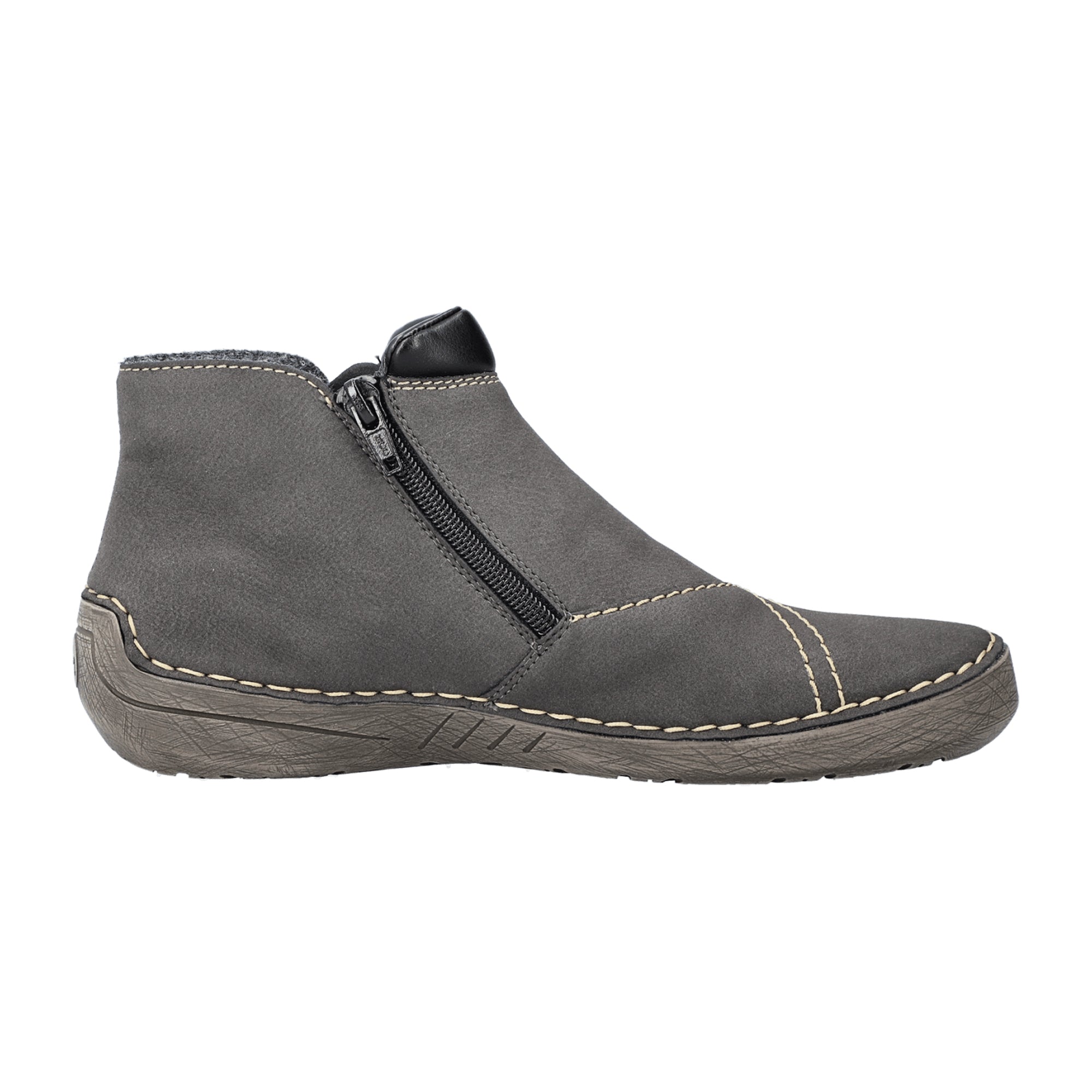 Rieker Women's Ankle Boots with Zipper and Warm Lining in Gray
