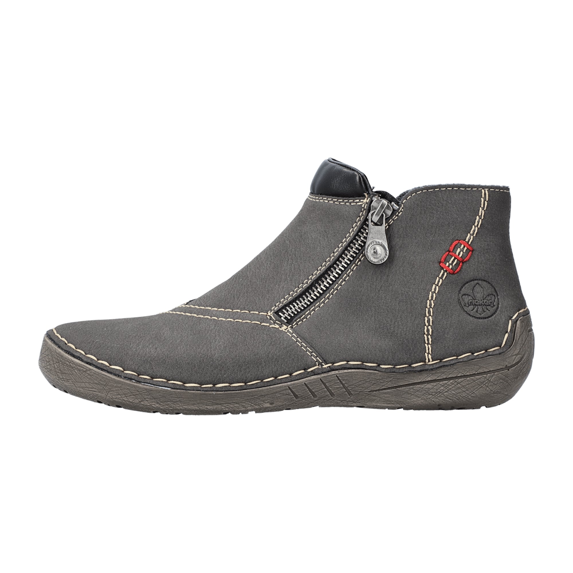 Rieker Women's Ankle Boots with Zipper and Warm Lining in Gray