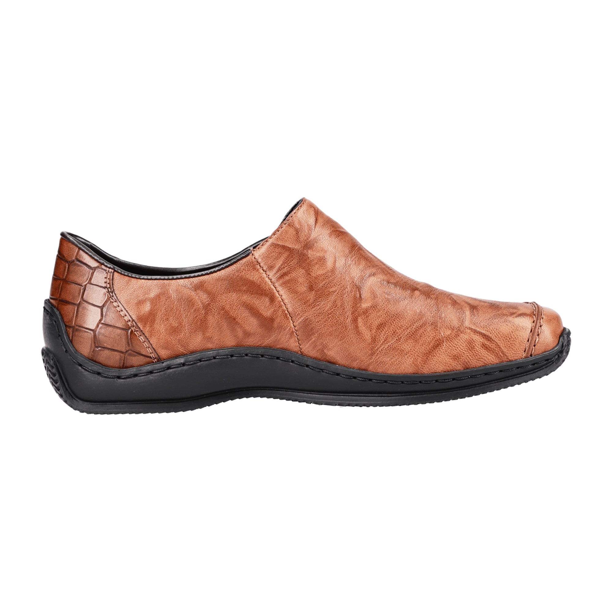 Rieker Women's Brown Casual Slip-On Shoes with Wide Shaft and Comfort Sole