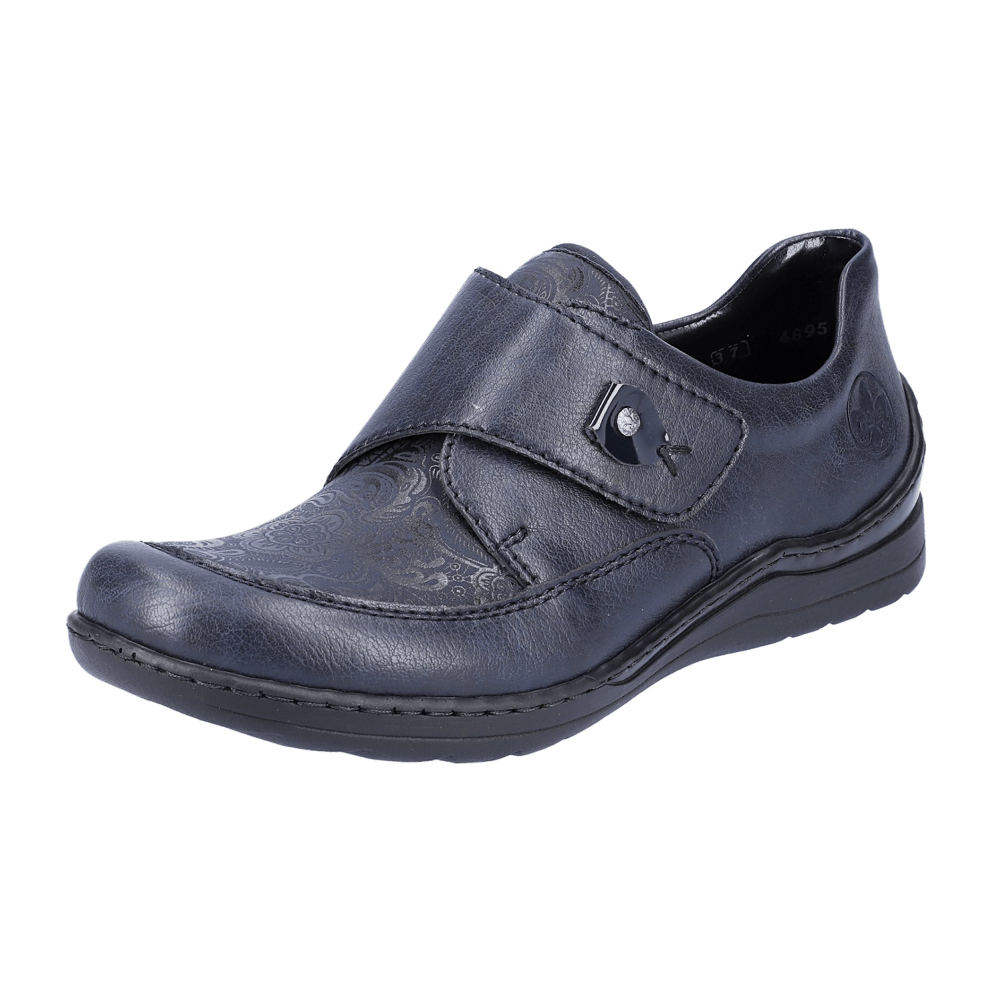 Rieker Women's Casual Blue Slip-On Shoes with Hook and Loop Closure