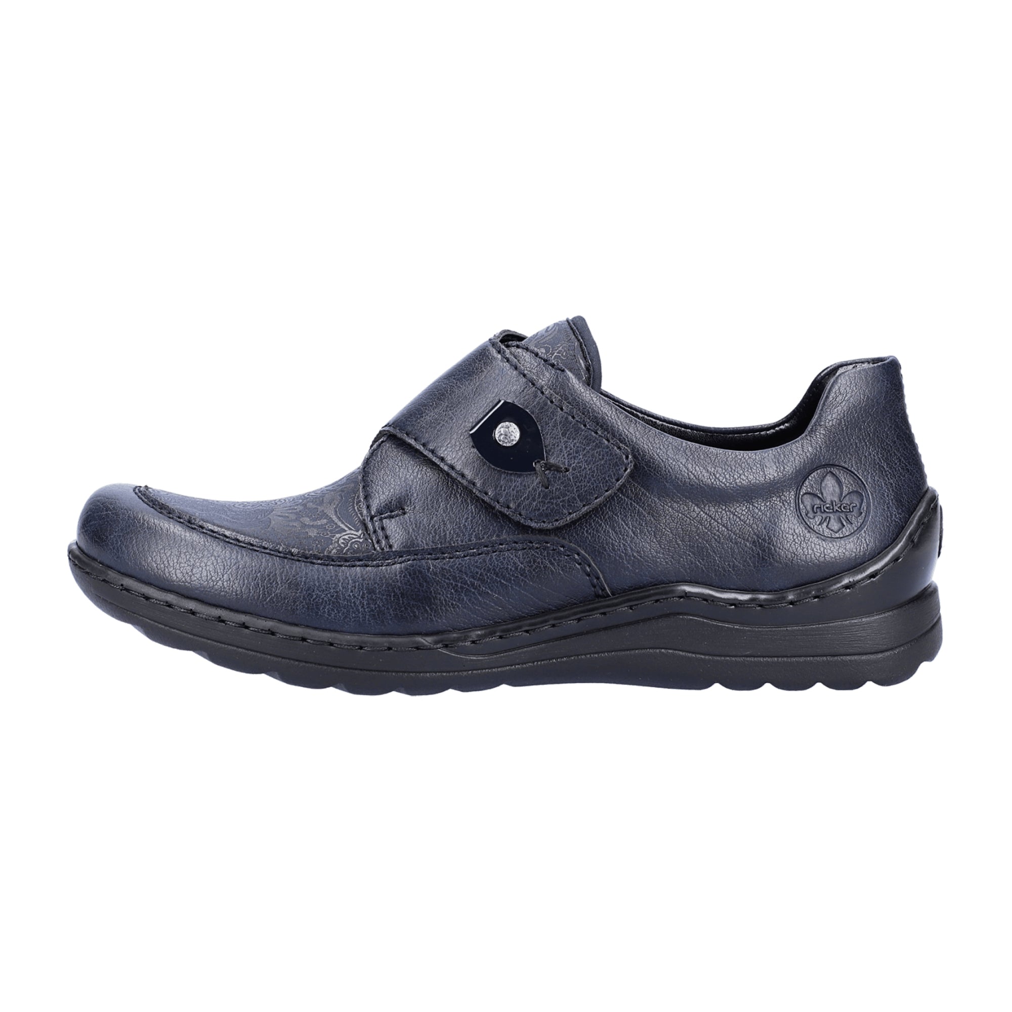 Rieker Women's Casual Blue Slip-On Shoes with Hook and Loop Closure