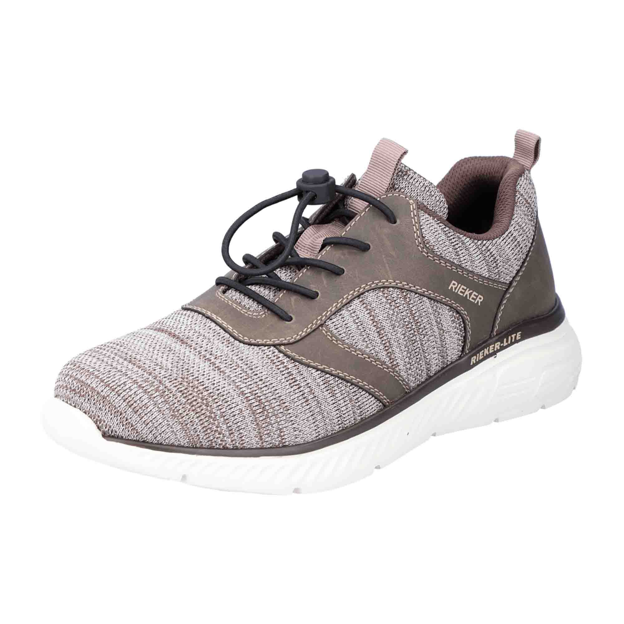 Rieker Herren Halbschuhe Beige Silbergrau Bequeme Slipper mit Komfortweite