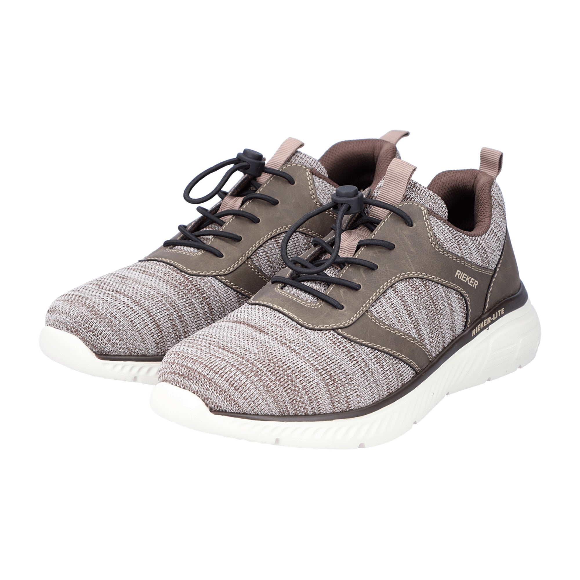 Rieker Herren Halbschuhe Beige Silbergrau Bequeme Slipper mit Komfortweite
