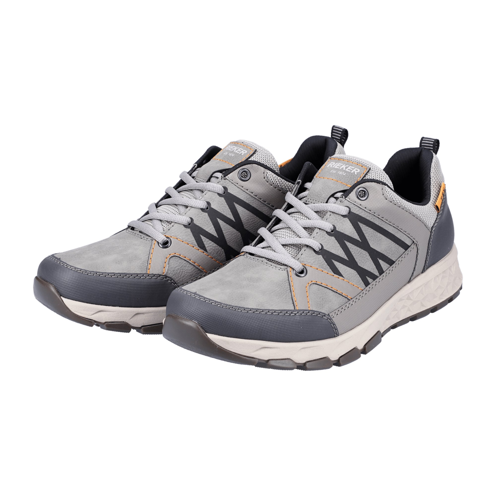 Rieker Men's Grey Lace-Up Shoes B6711-40 Comfortable Water-Resistant Casual Sneakers