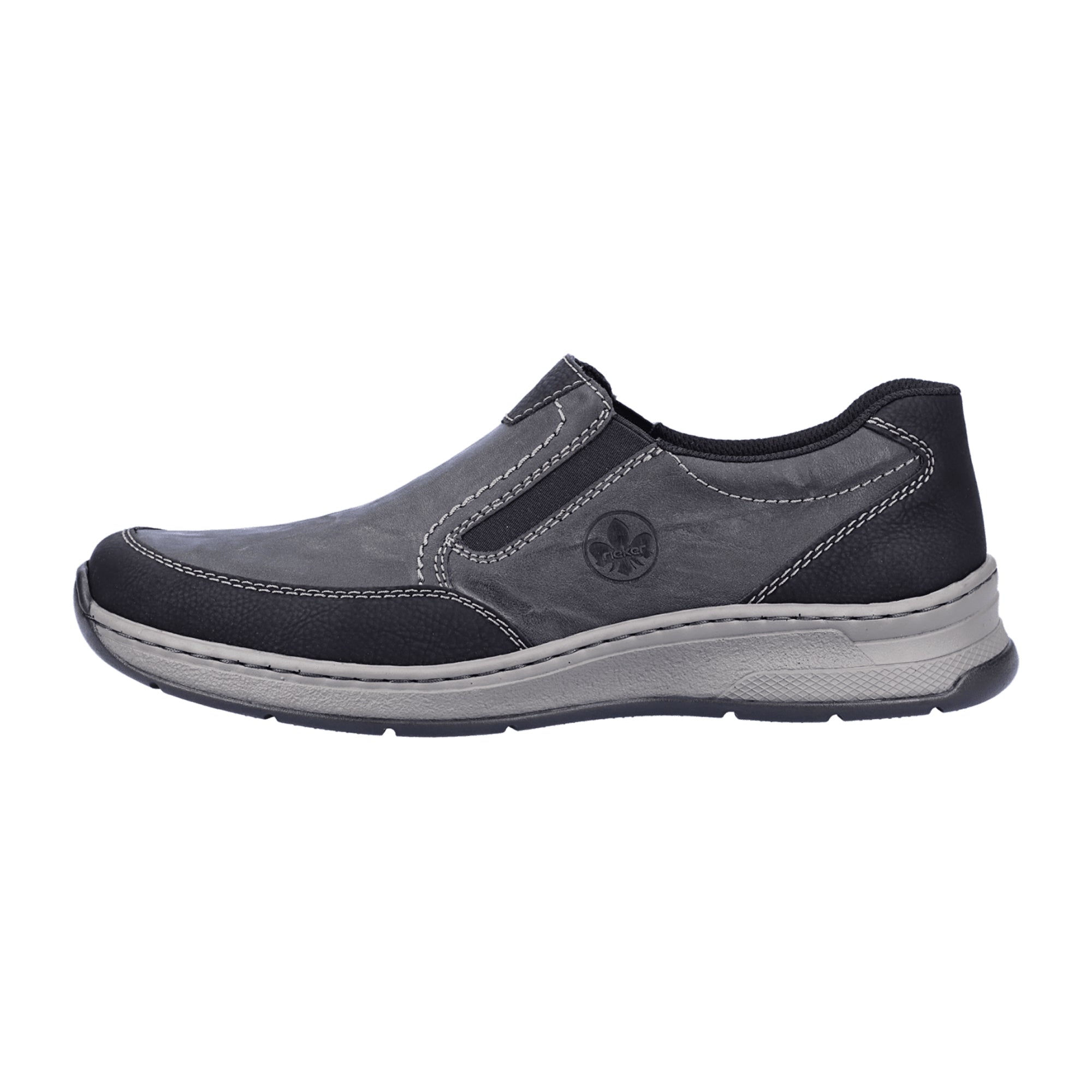 Rieker Gray Slip-On Shoes with Velcro Closure Comfortable Wide Fit Men's Footwear