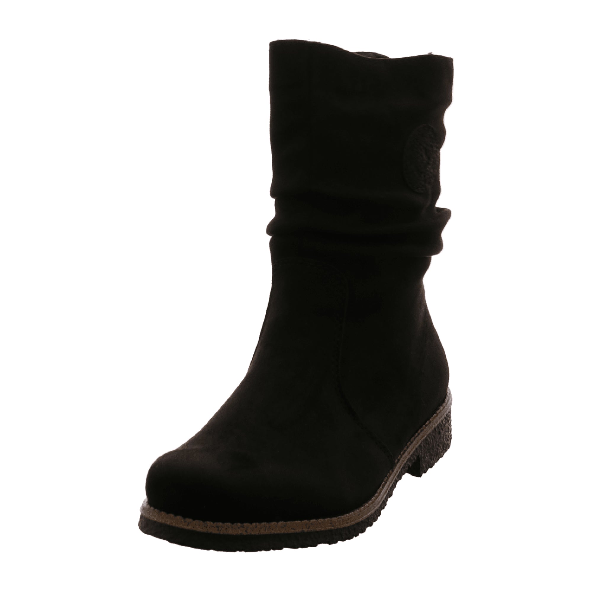 Rieker Women's Black Warm Lined Ankle Boots with Side Zipper and Comfort Sole