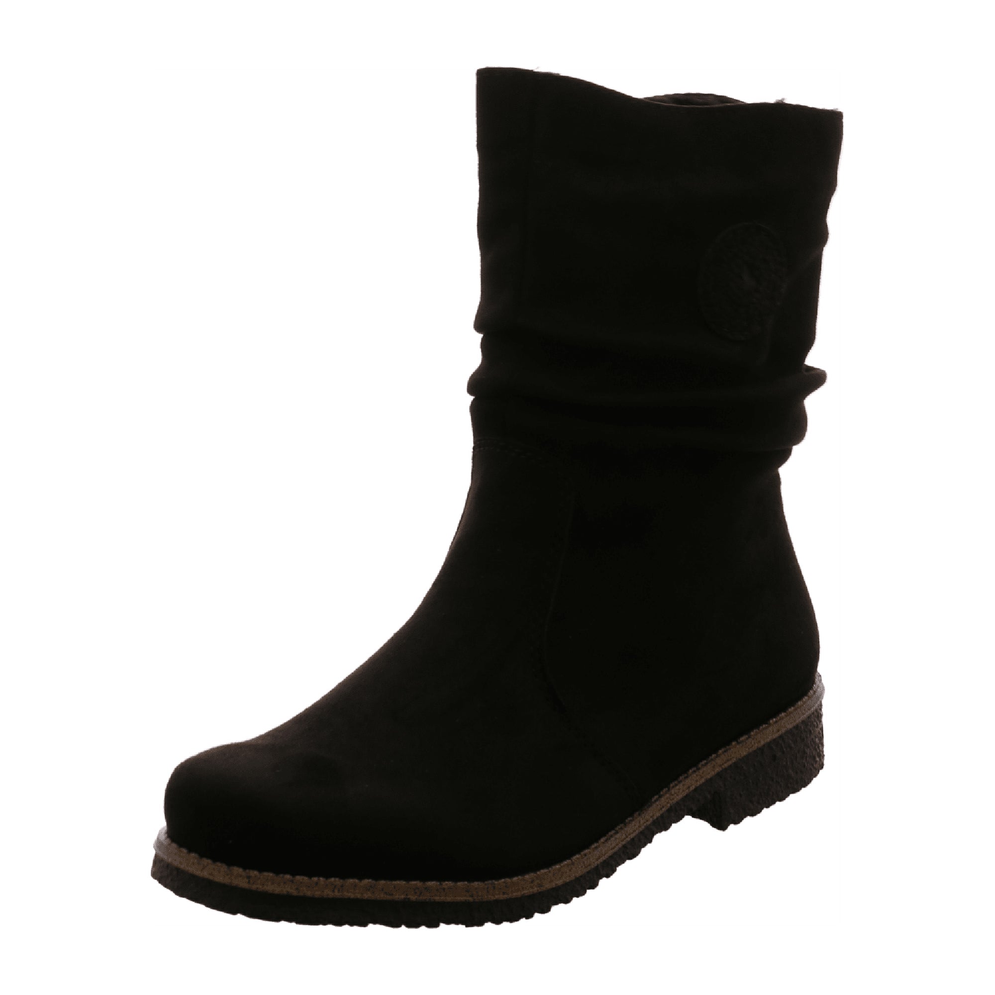 Rieker Women's Black Warm Lined Ankle Boots with Side Zipper and Comfort Sole