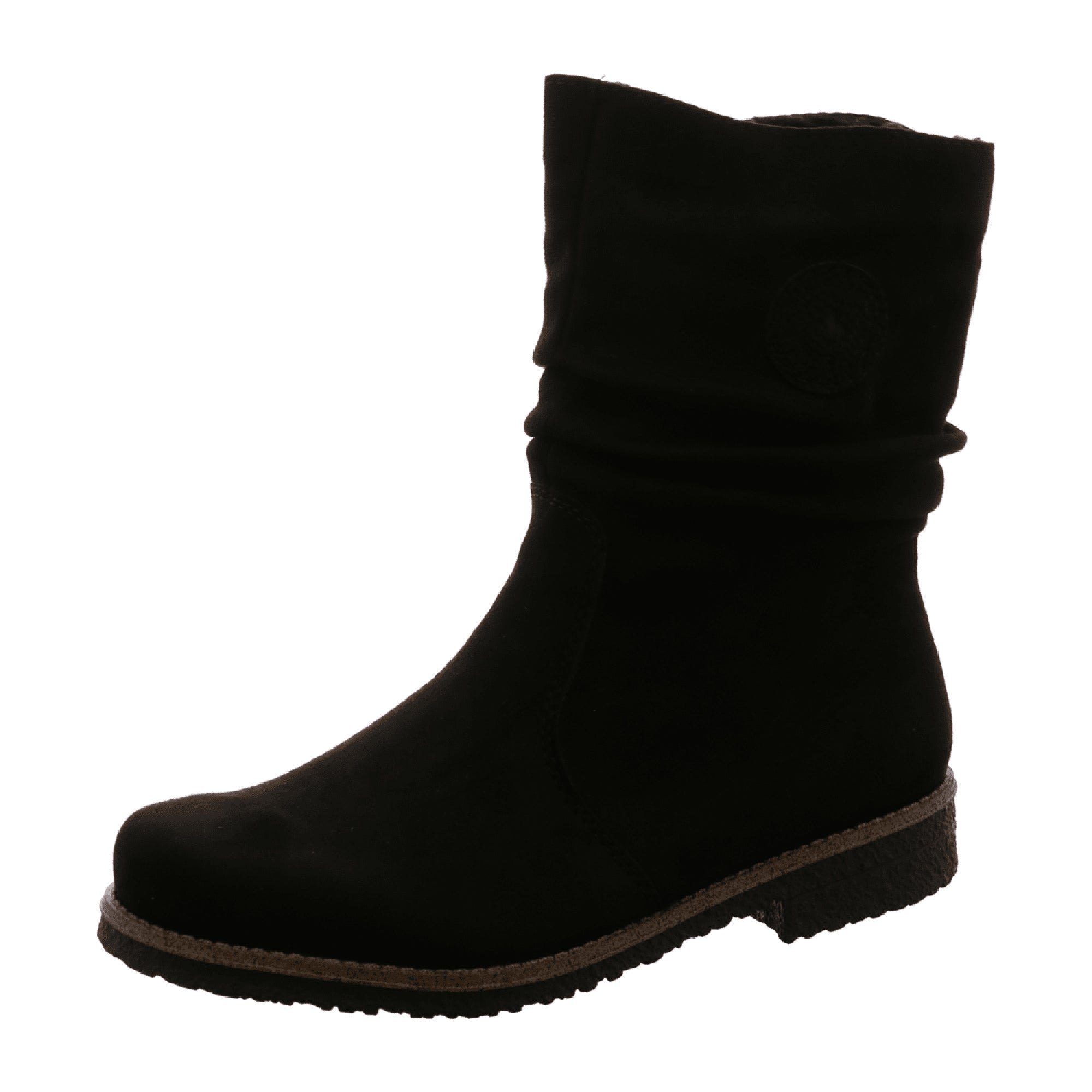 Rieker Women's Black Warm Lined Ankle Boots with Side Zipper and Comfort Sole