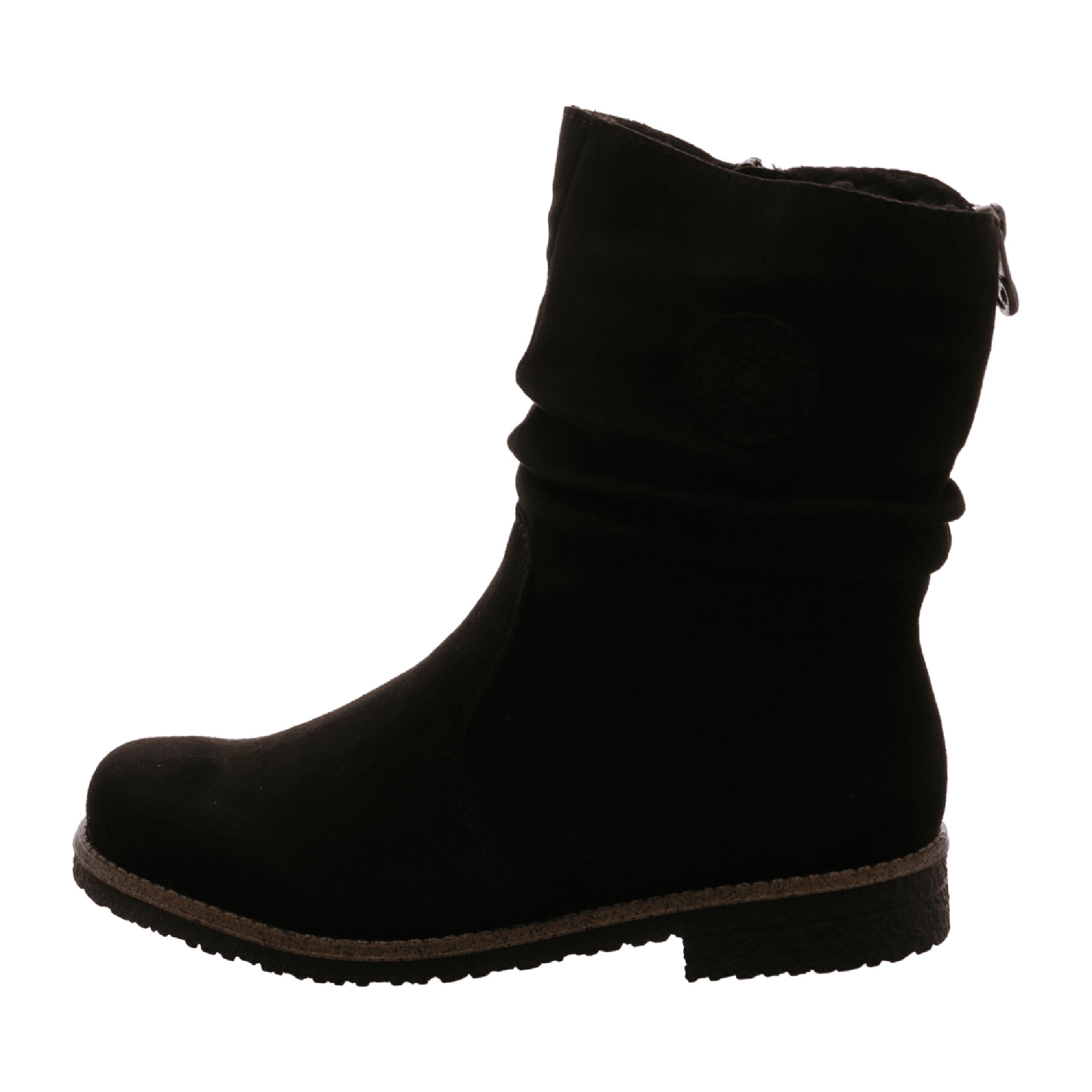 Rieker Women's Black Warm Lined Ankle Boots with Side Zipper and Comfort Sole