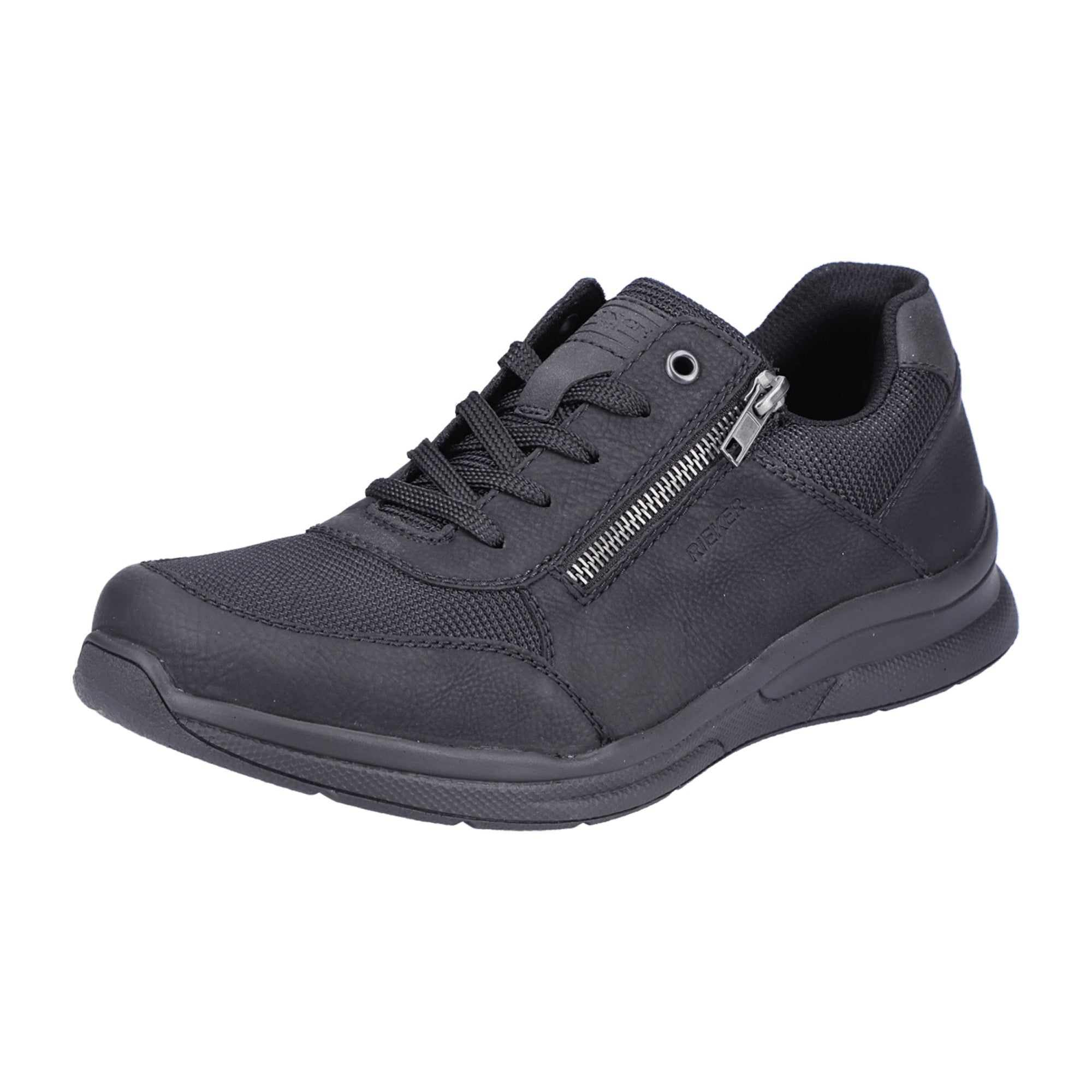 Rieker Men's Black Lace-Up Shoes with Zipper Comfortable Wide Fit Trendy Design