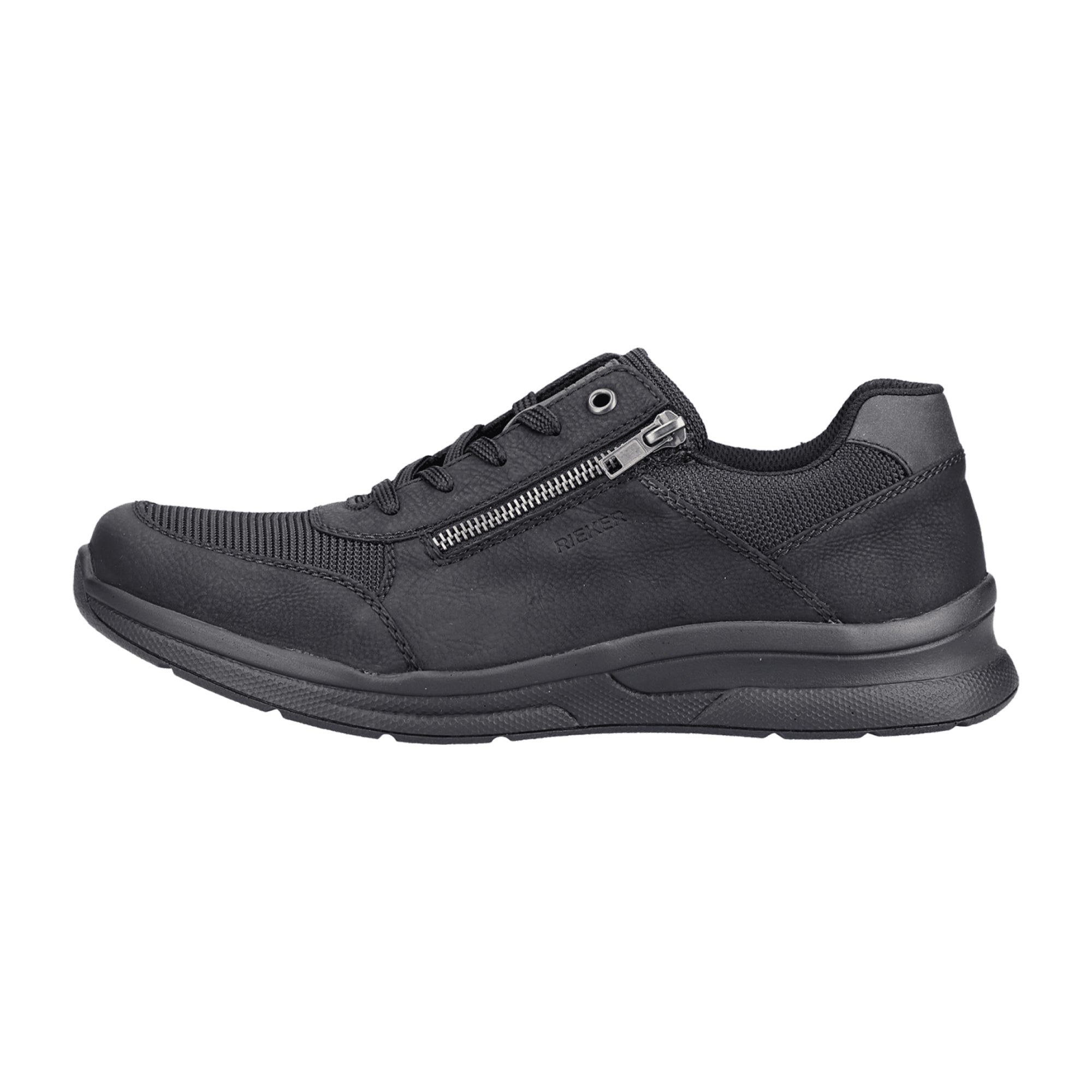 Rieker Men's Black Lace-Up Shoes with Zipper Comfortable Wide Fit Trendy Design