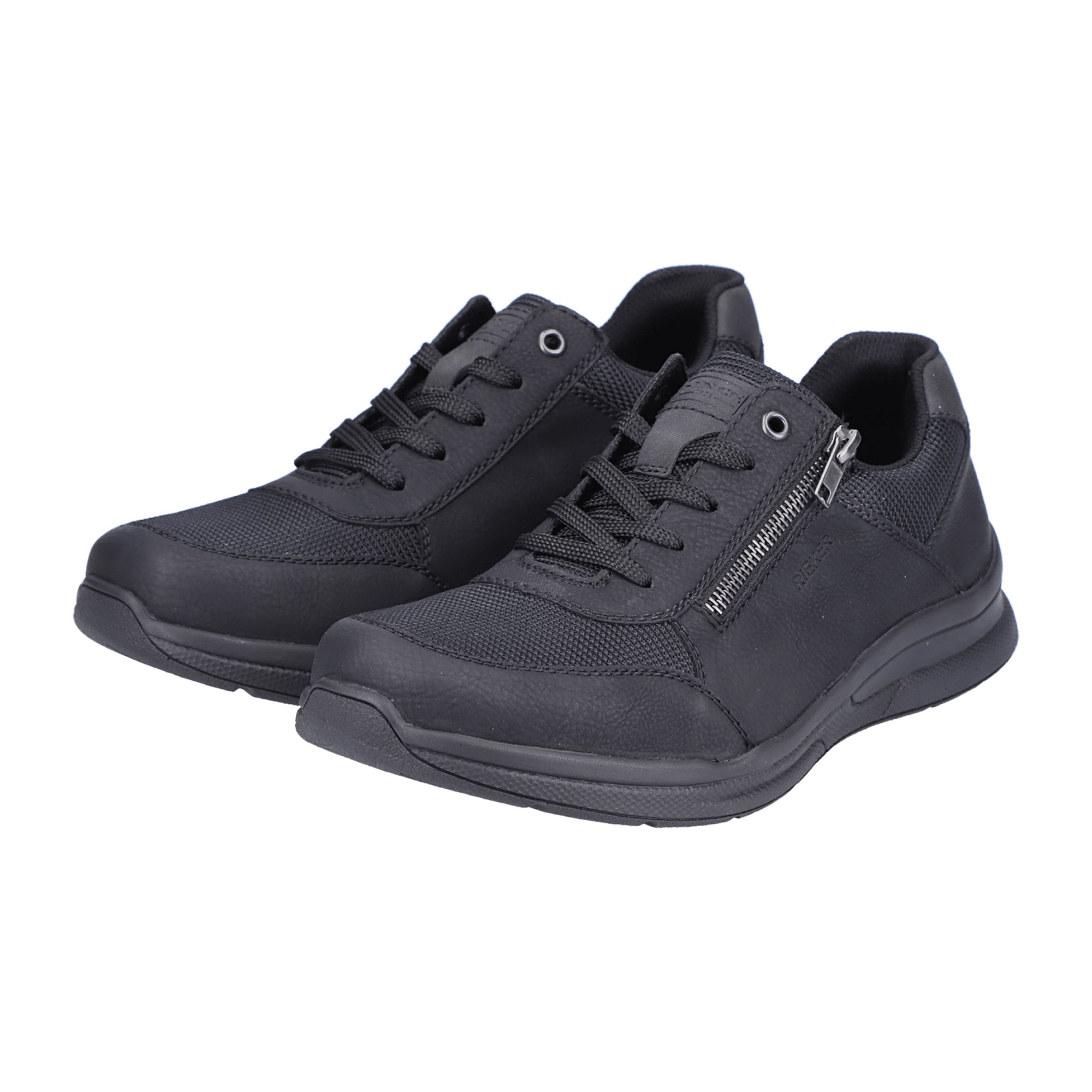 Rieker Men's Black Lace-Up Shoes with Zipper Comfortable Wide Fit Trendy Design